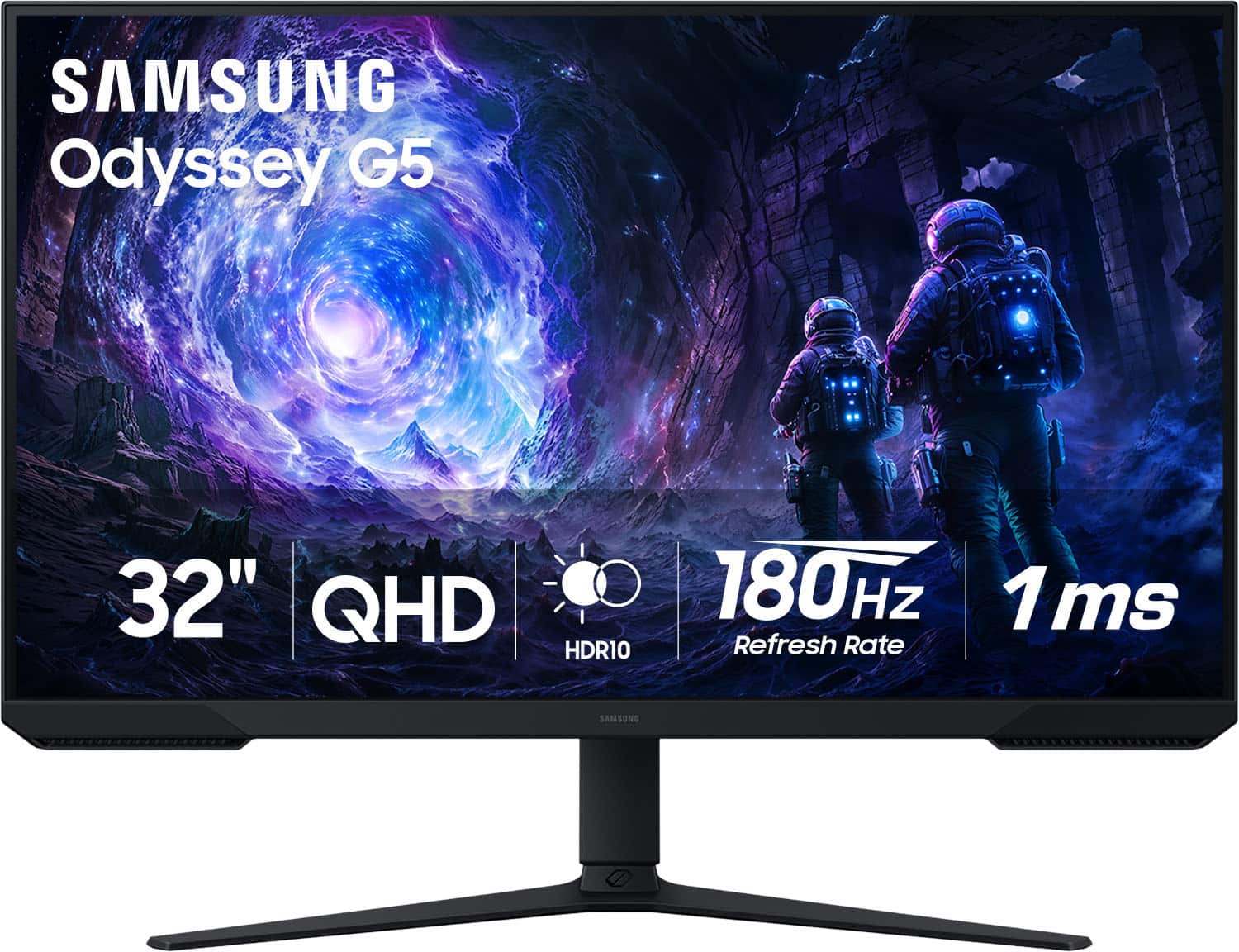 Samsung - 32" Odyssey G51F QHD 180Hz 1ms AMD FreeSync Gaming Monitor with HDR10 (DisplayPort, HDMI) - Black product image