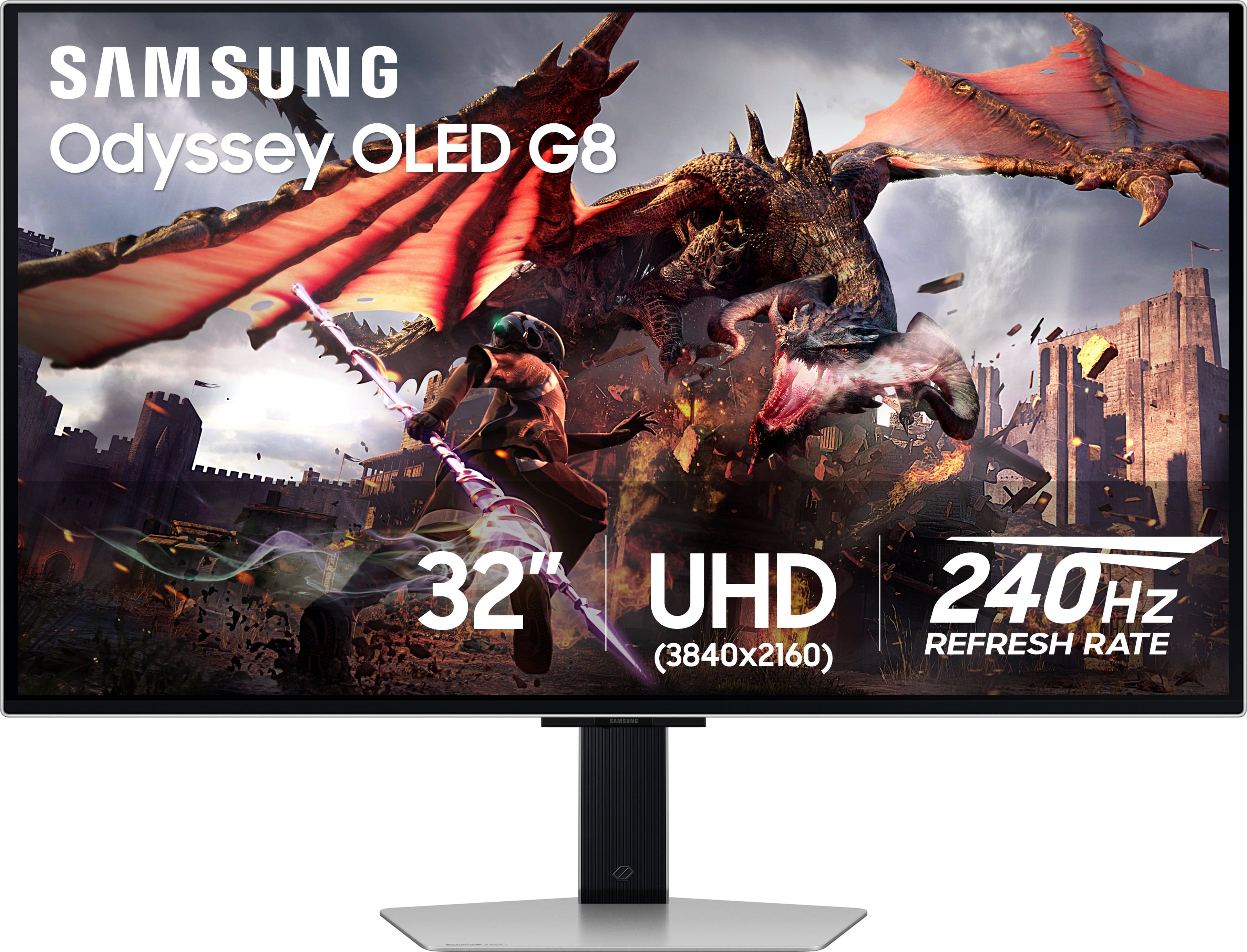 Samsung - 32" Odyssey OLED G8 (G80SD) 4K UHD 240Hz 0.03ms Smart Gaming Monitor with HDR - Silver product image