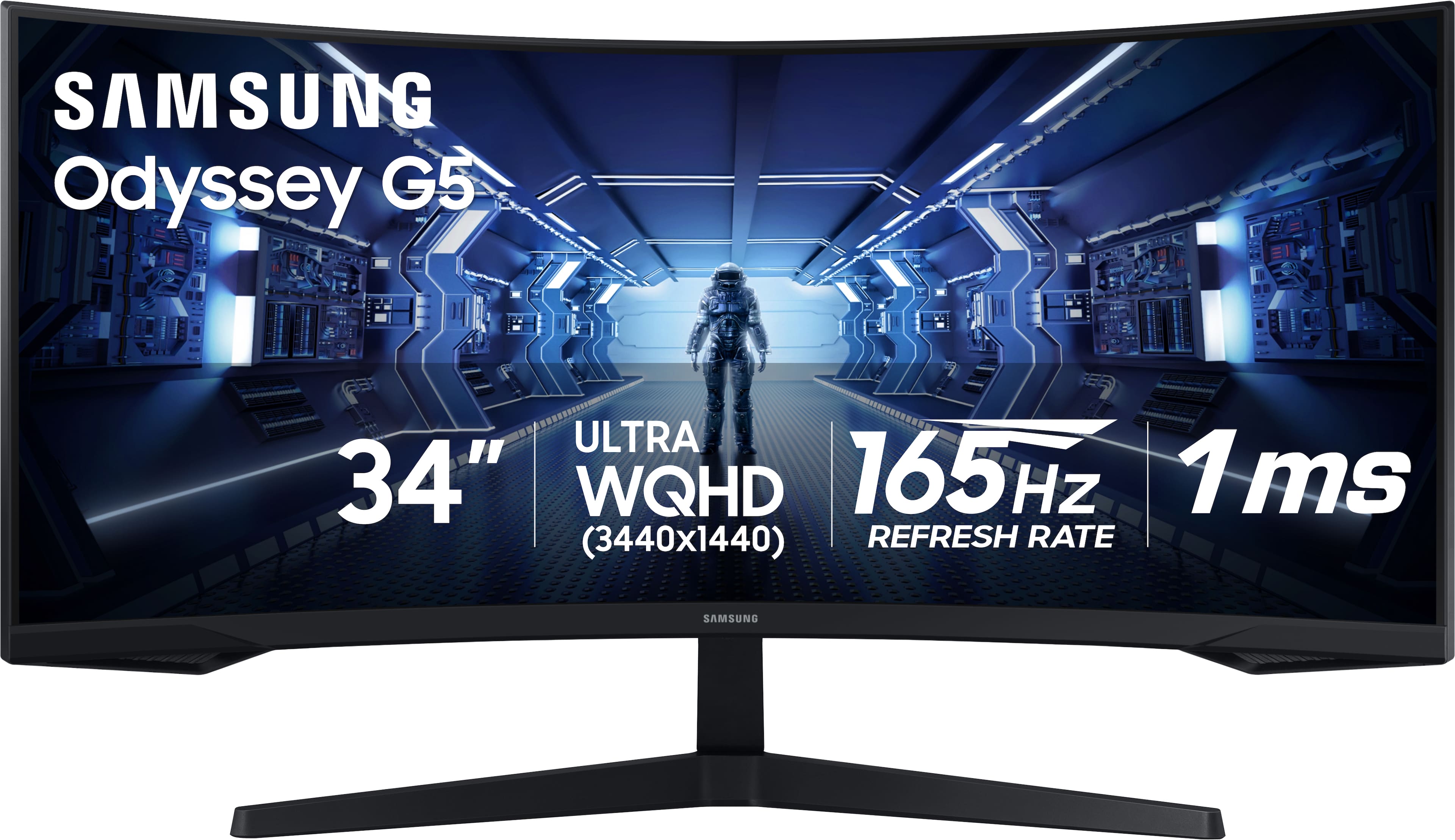 Samsung - 34” Odyssey G5 1000R Curved 1ms 165Hz QHD FreeSync Prem Gaming Monitor - Black product image