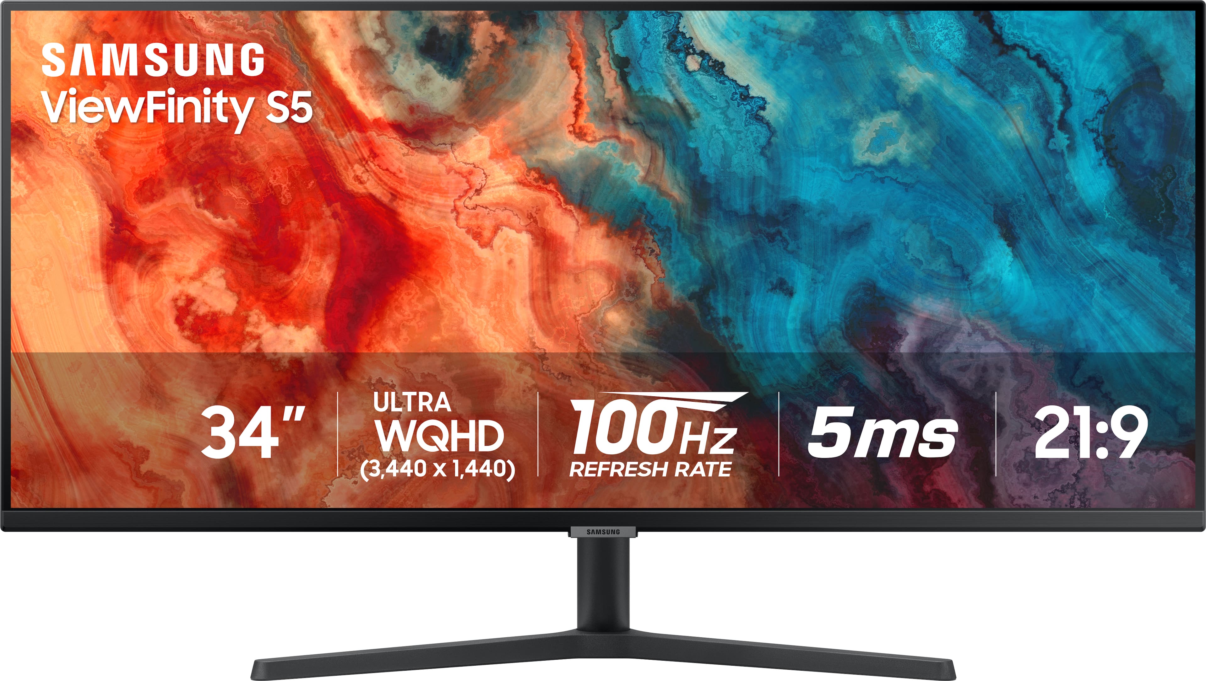 Samsung - 34” ViewFinity S5 Ultrawide QHD 100Hz AMD FreeSync Monitor with HDR10 (DisplayPort, HDMI) - Black product image