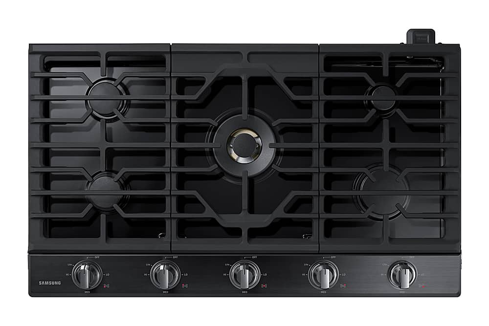 Samsung - 36" Built-In Gas Cooktop with WiFi and Dual Power Brass Burner - Black Stainless Steel product image
