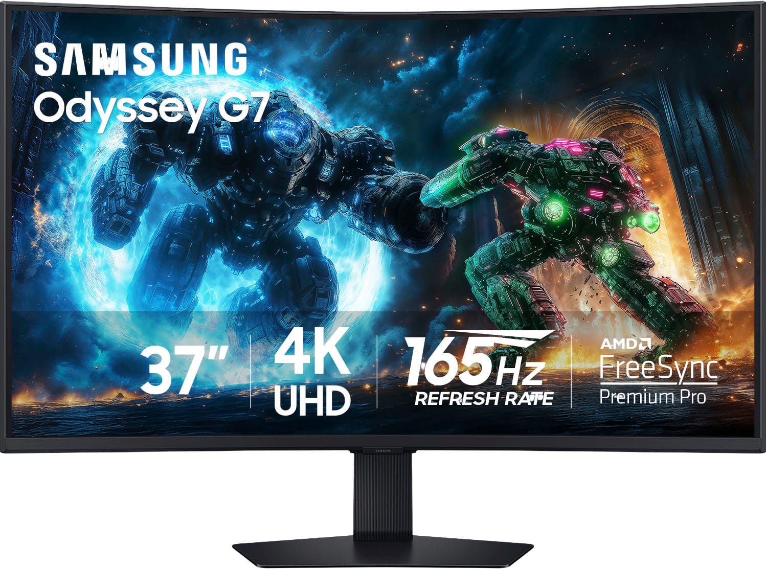 Samsung - 37" Odyssey G75F 4K 165Hz 1ms AMD FreeSync Prem Pro Curved Gaming Monitor with HDR 600 (DisplayPort, HDMI) - Black…