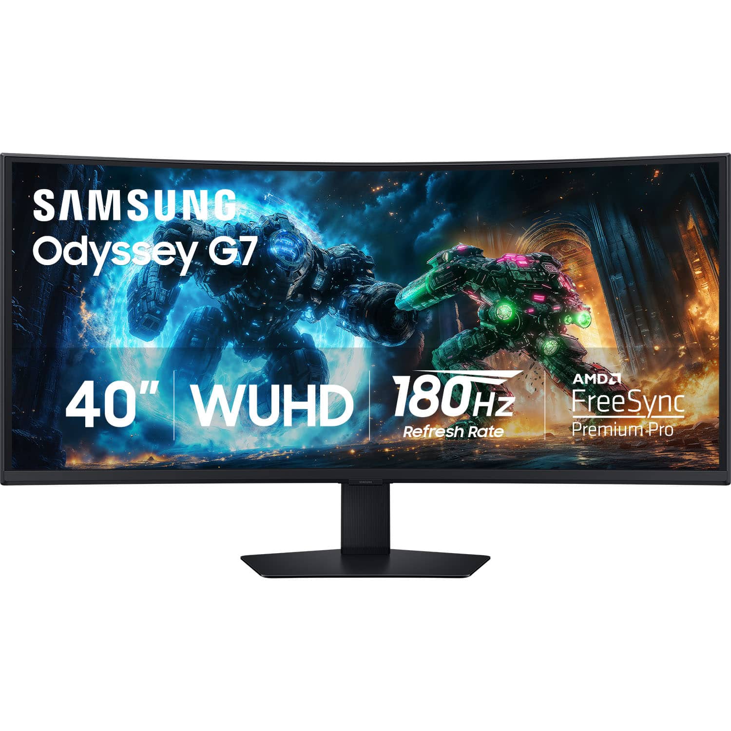 Samsung - 40" Odyssey G75F WUHD 180Hz 1ms AMD FreeSync Prem Pro Curved Gaming Monitor with HDR 600 (DisplayPort, HDMI) - Bla…