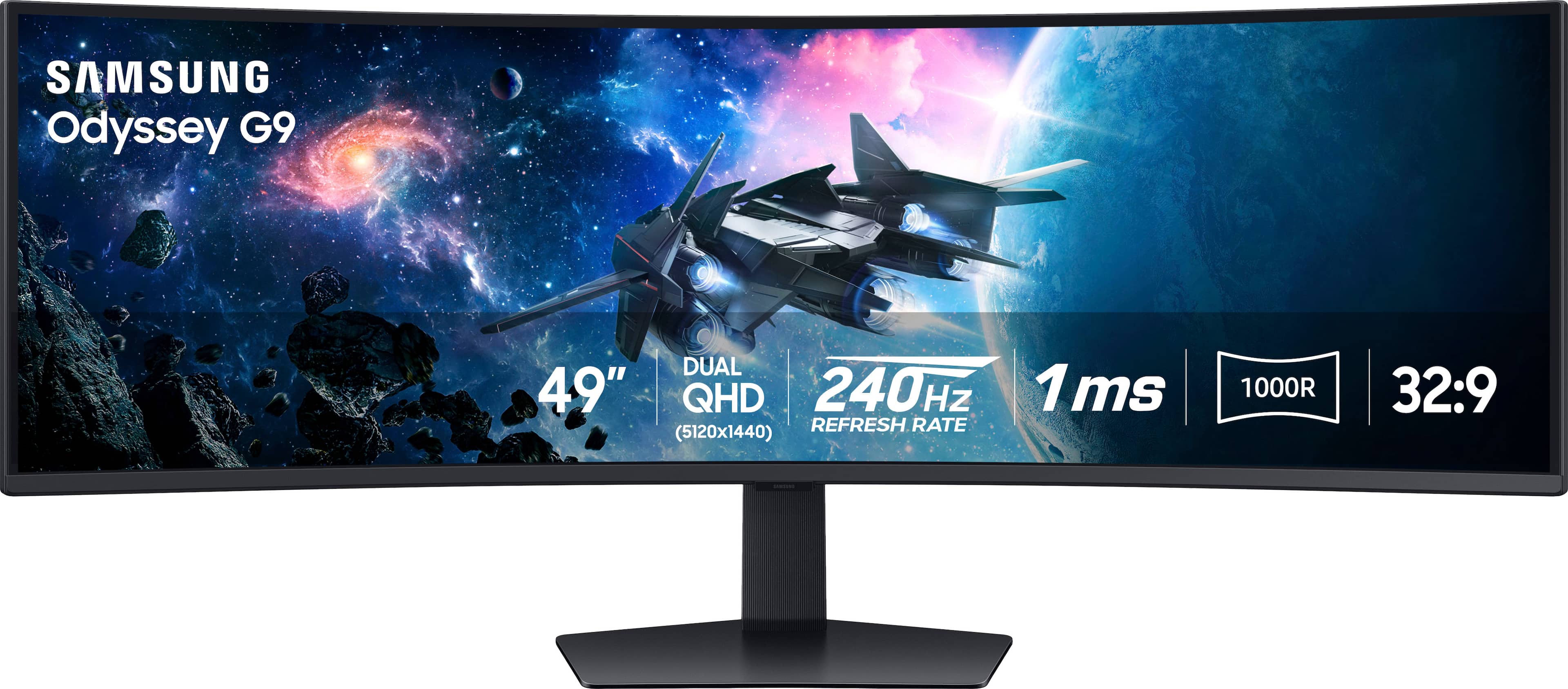 Samsung - 49" Odyssey 1000R Curved Dual QHD 240Hz 1ms FreeSync Gaming Monitor with HDR1000 (HDMI x2, DP, USB) - Black produc…
