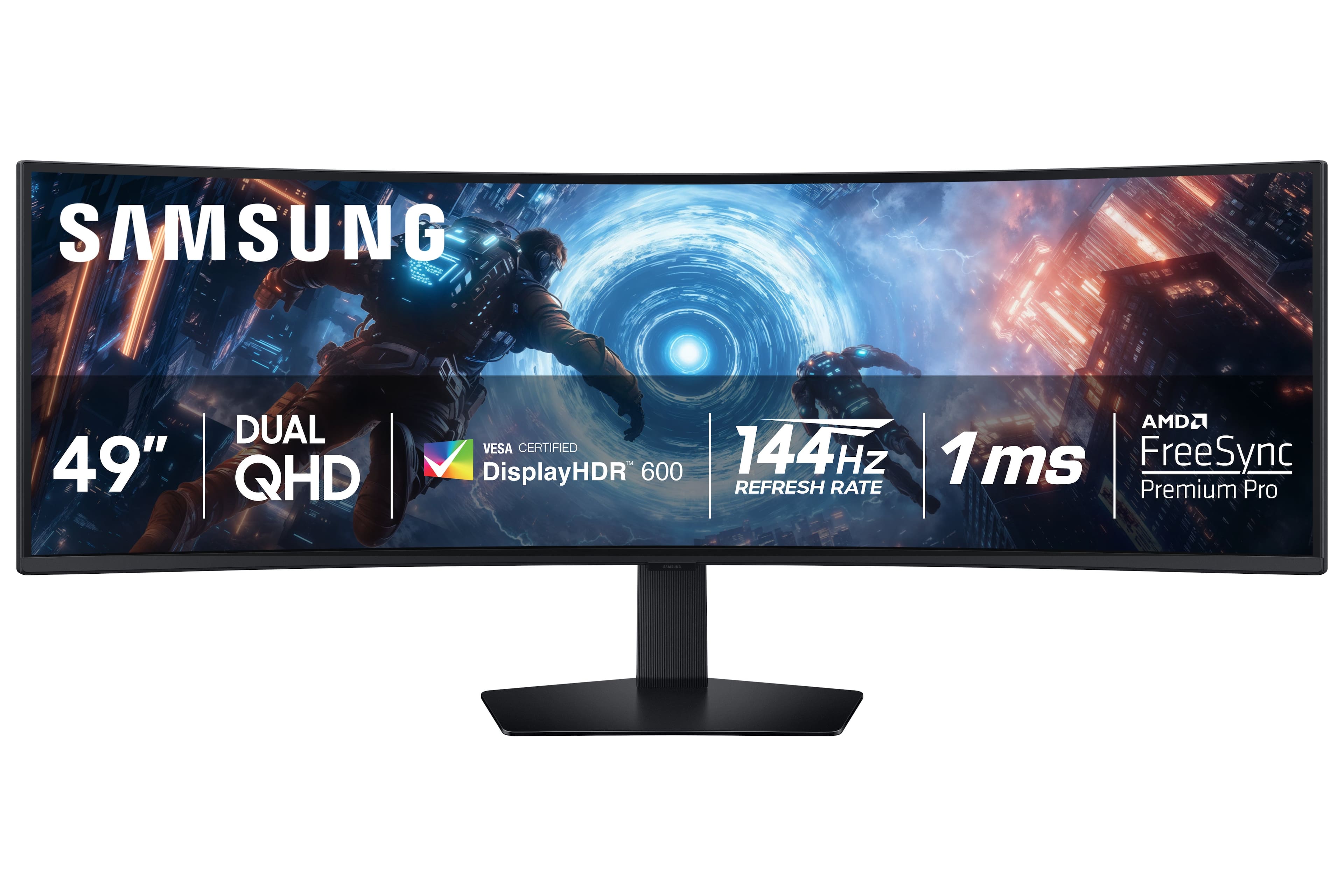 Samsung - 49" Odyssey G9 G91F 1000R Curved Dual QHD 144Hz 1ms AMD FreeSync Premium Pro Gaming Monitor with HDR600 (HDMI x2,D…