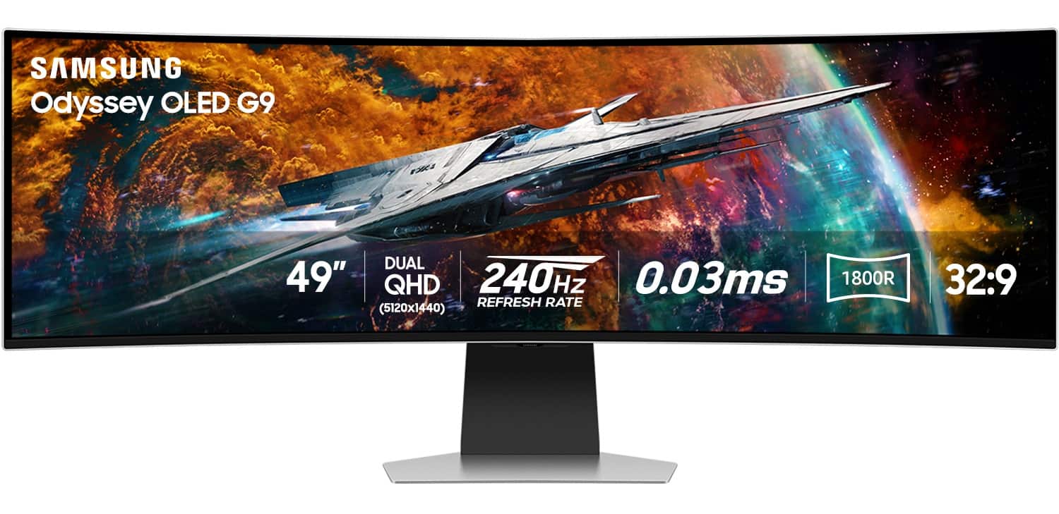 Samsung - 49" Odyssey OLED G9 (G95SC) DQHD 240Hz 0.03ms G-Sync Compatible Curved Smart Gaming Monitor - Silver product image
