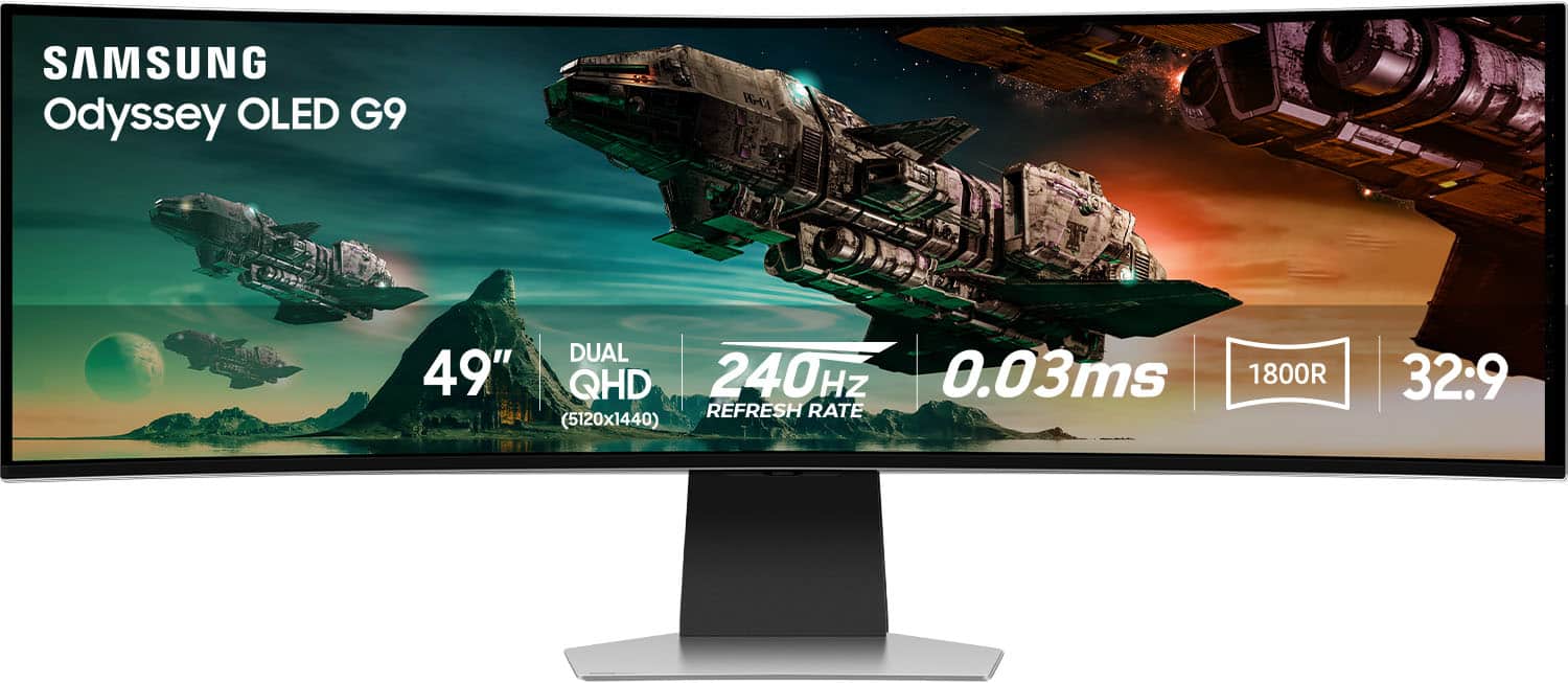 Samsung - 49" Odyssey OLED G950 DQHD 240Hz 0.03ms G-Sync Compatible Curved Smart Gaming Monitor - Silver product image