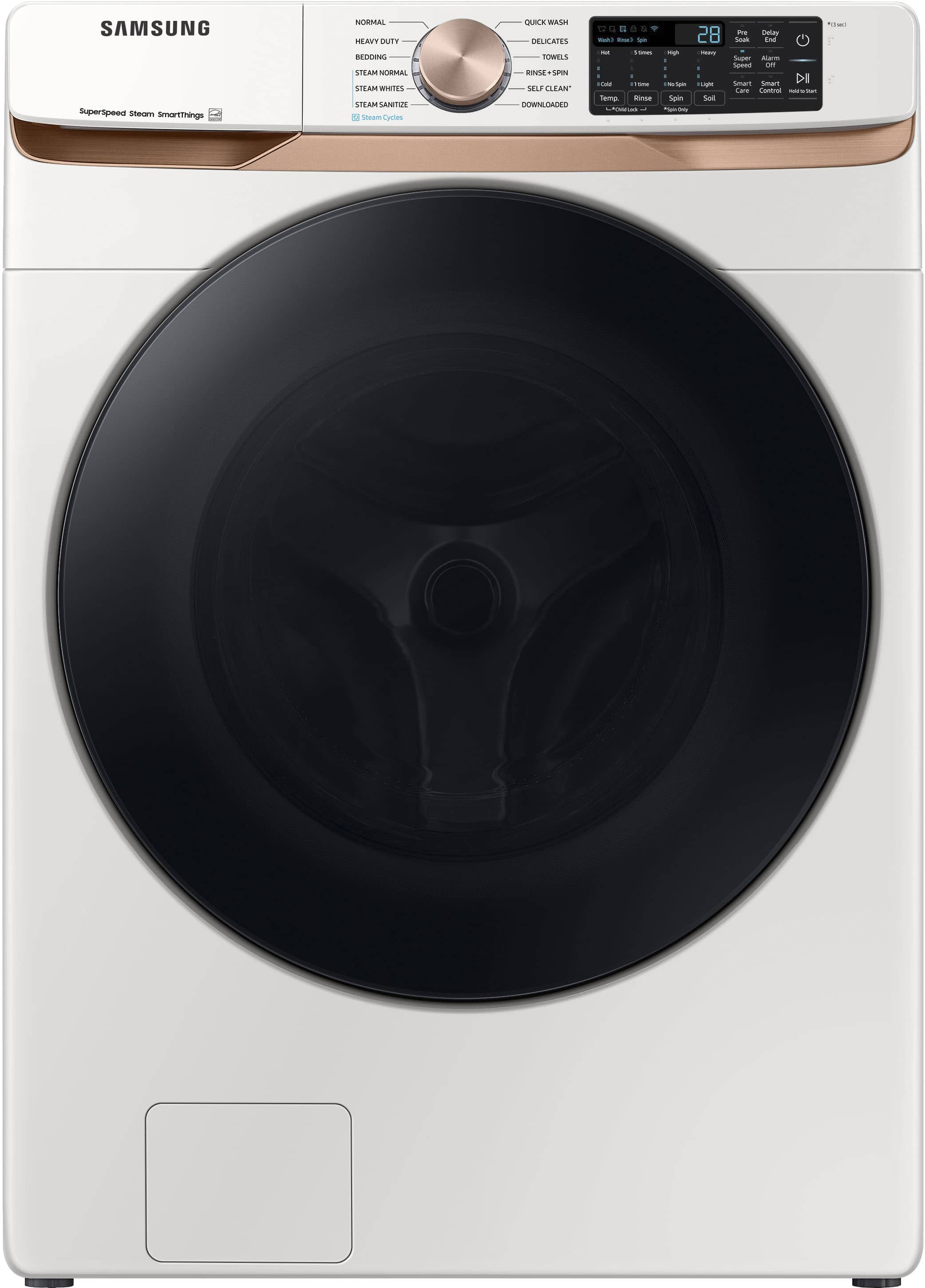 Samsung - 5.0 Cu. Ft. High-Efficiency Stackable Smart Front Load Washer with Steam and Super Speed Wash - Ivory product image