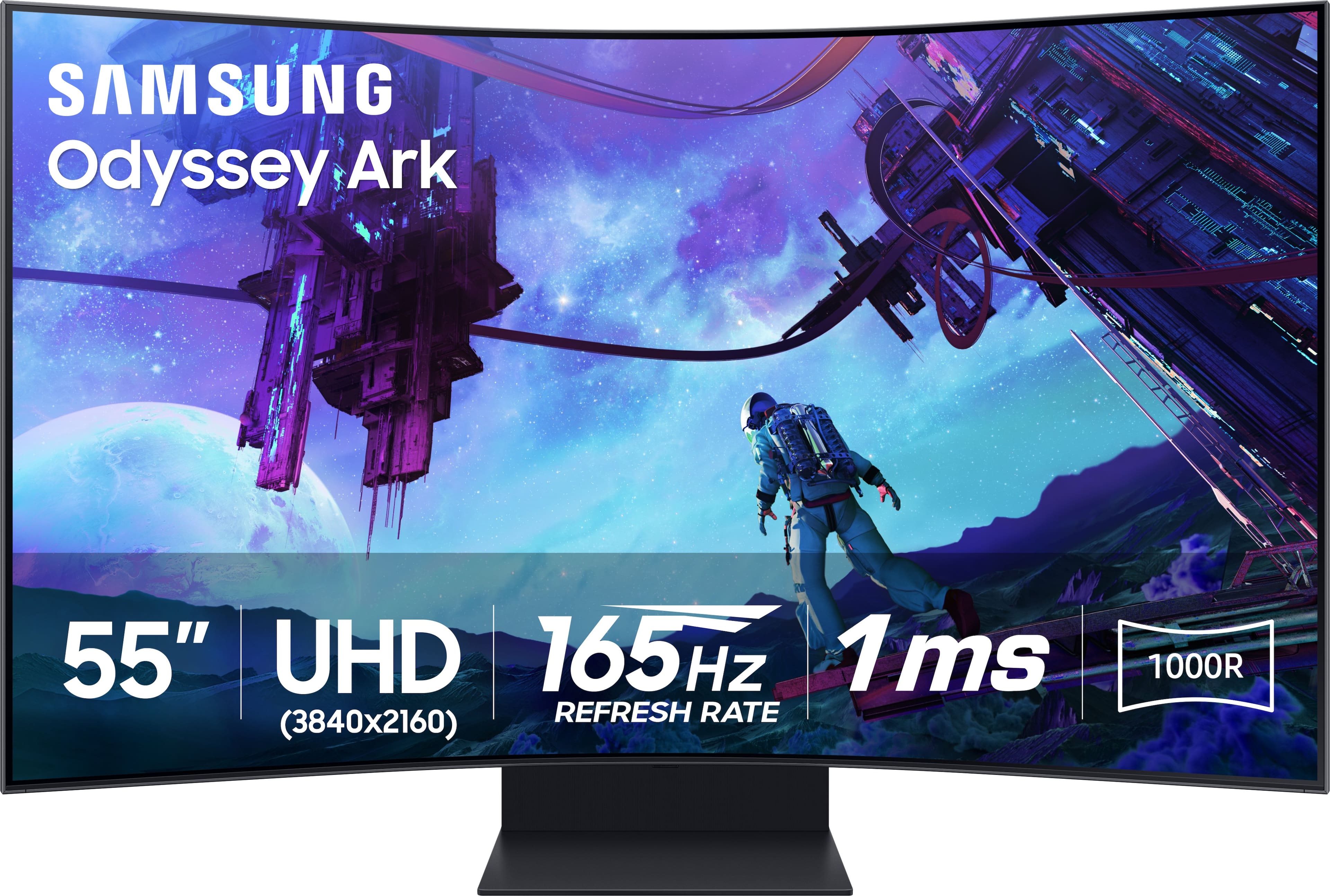 Samsung - 55" Odyssey Ark 2nd Gen. Curved 4K UHD Quantum Mini-LED FreeSync Prem Pro 1ms GTG Gaming Screen - Black product im…