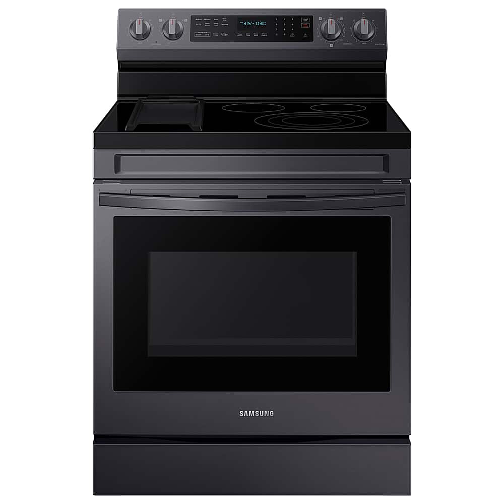 Samsung - 6.3 cu. ft. Freestanding Electric Convection+ Range with WiFi, No-Preheat Air Fry and Griddle - Black Stainless St…
