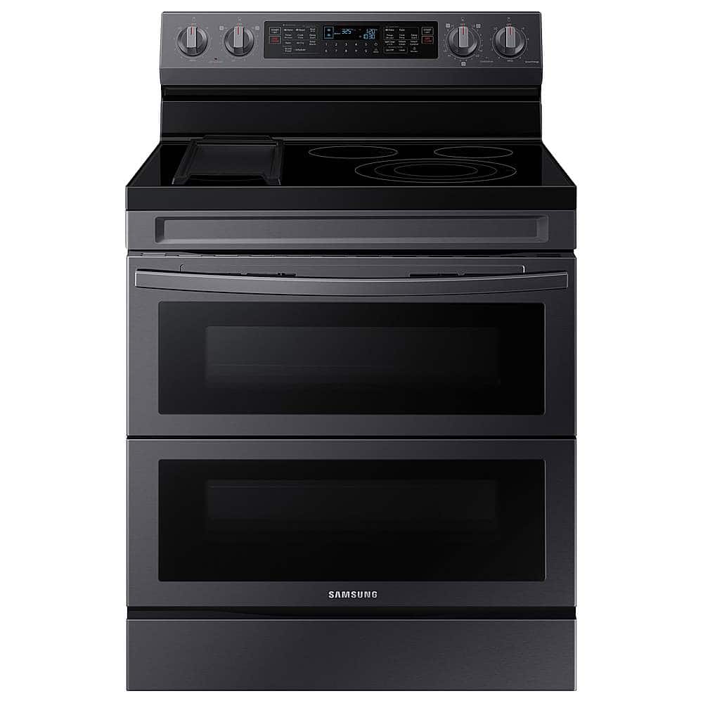 Samsung - 6.3 cu. ft. Smart Freestanding Electric Range with Flex Duo, No-Preheat Air Fry & Griddle - Black Stainless Steel…