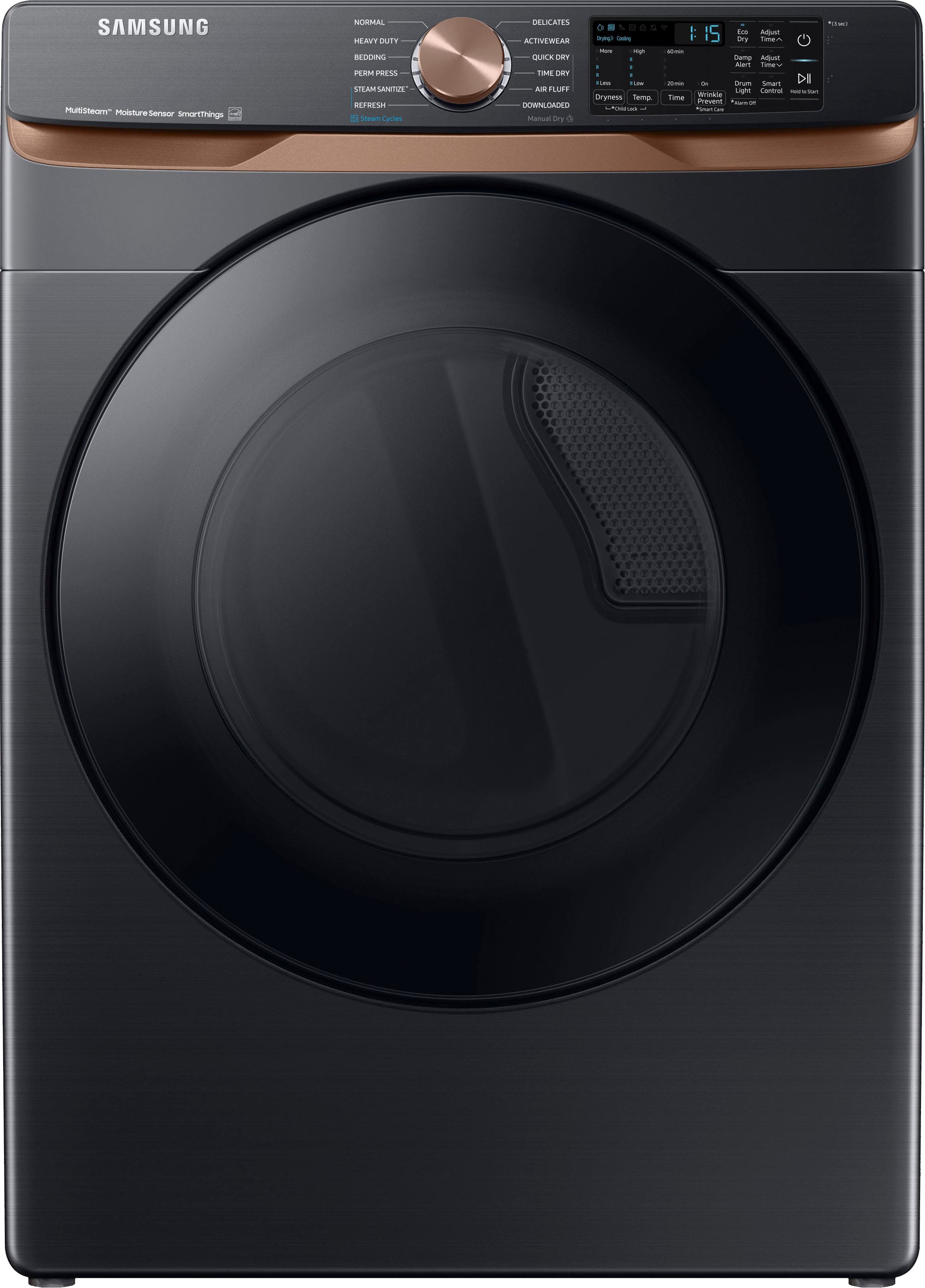 Samsung - 7.5 Cu. Ft. Stackable Smart Electric Dryer with Steam and Sensor Dry - Brushed Black product image