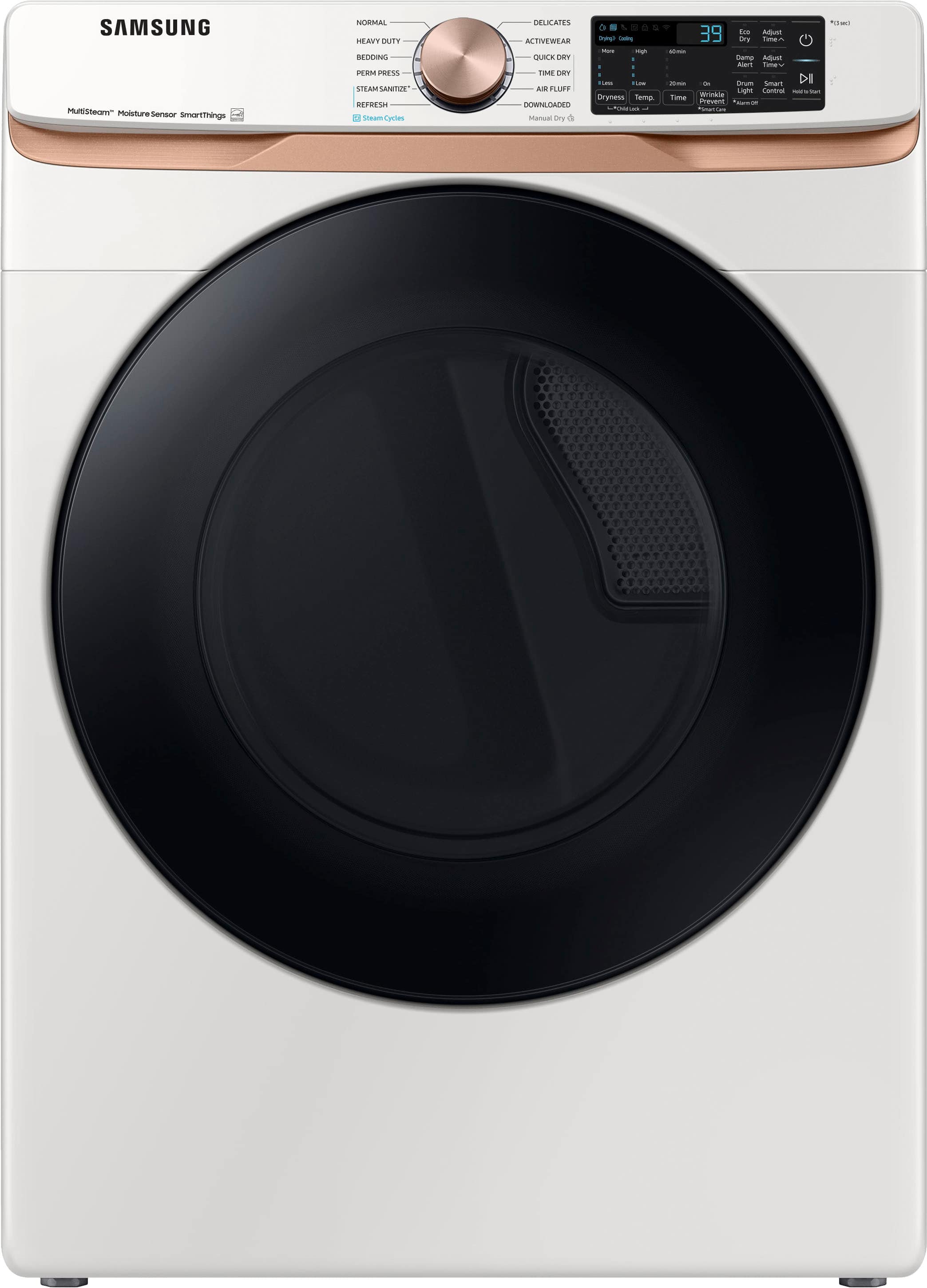 Samsung - 7.5 Cu. Ft. Stackable Smart Electric Dryer with Steam and Sensor Dry - Ivory product image