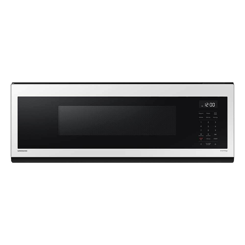 Samsung - BESPOKE 1.1 cu. ft SLIM Over-the-Range Microwave with 400 CFM Hood Ventilation, Wi-Fi and Voice Control - White Gl…