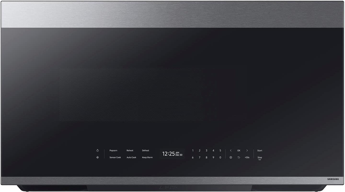Samsung - Bespoke 2.1 Cu. Ft. Over-the-Range Microwave with Sensor Cooking and Auto Dimming Glass Touch Controls - Stainless…