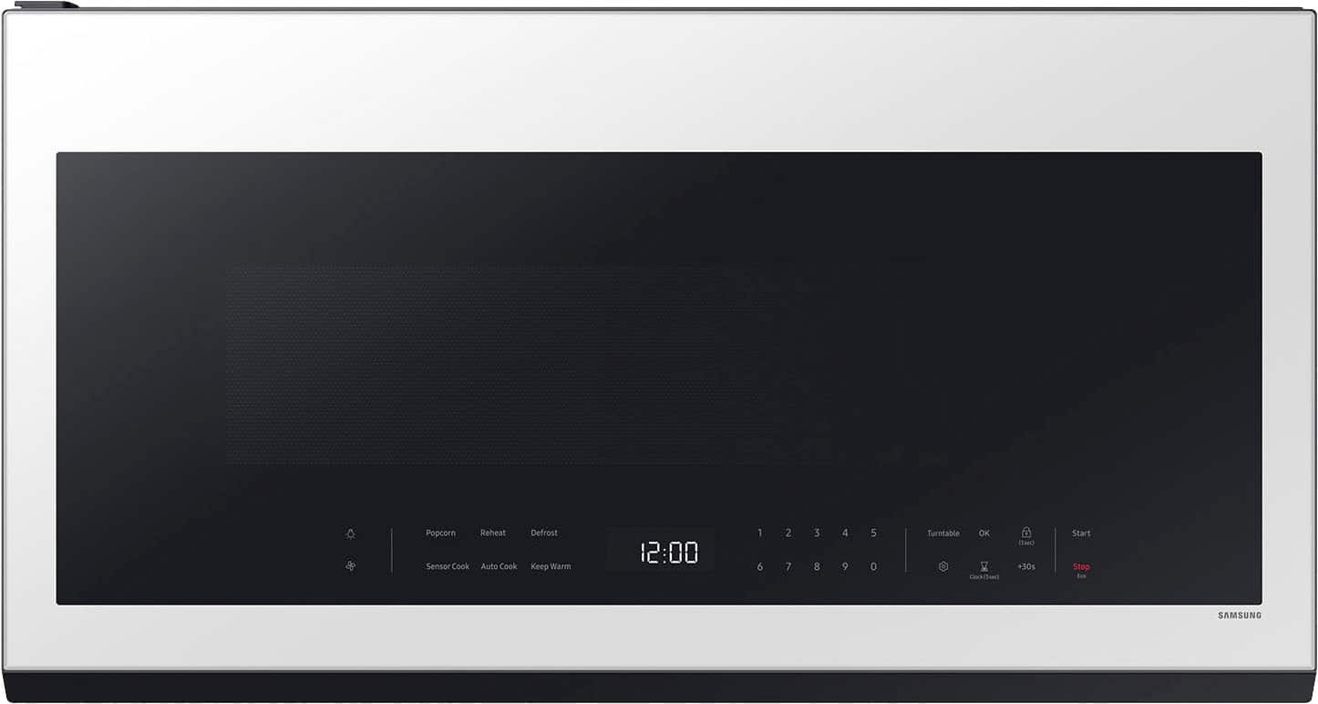 Samsung - Bespoke 2.1 Cu. Ft. Over-the-Range Microwave with Sensor Cooking and Wi-Fi Connectivity - White Glass product image