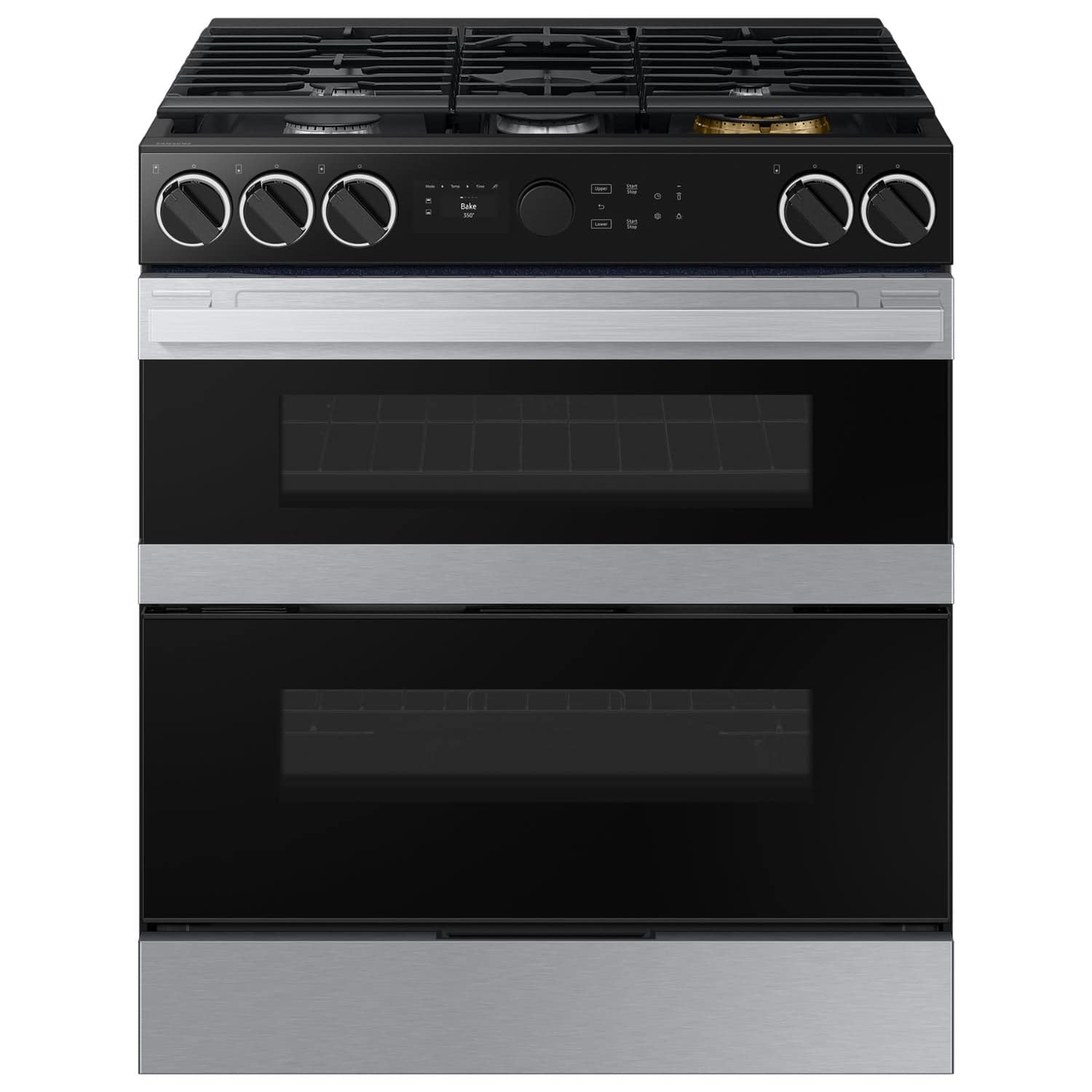 Samsung - Bespoke 6.0 Cu. Ft. Slide-In Gas Convection Range with Flex Duo Convertible Double Oven Technology - Stainless Ste…