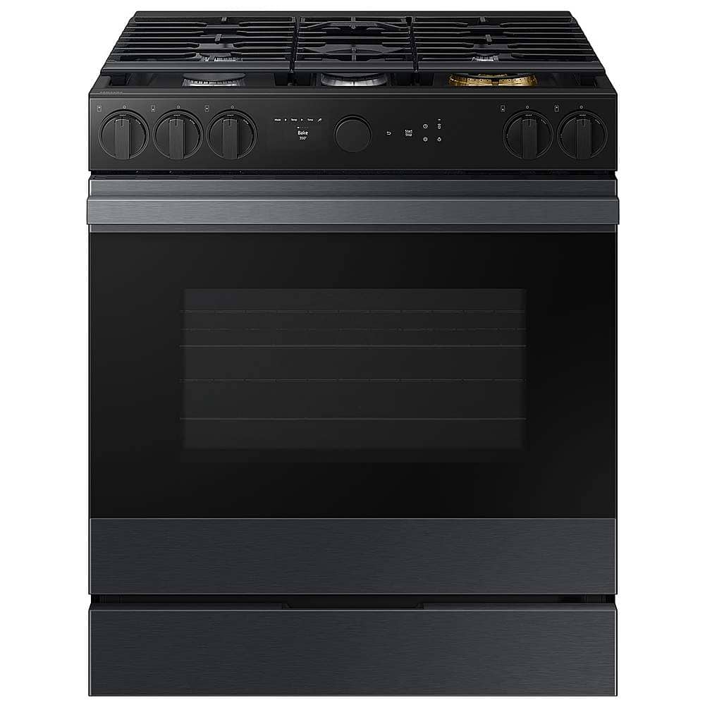Samsung - Bespoke 6.0 Cu. Ft. Slide-In Gas Range with Air Sous Vide - Matte Black Steel product image