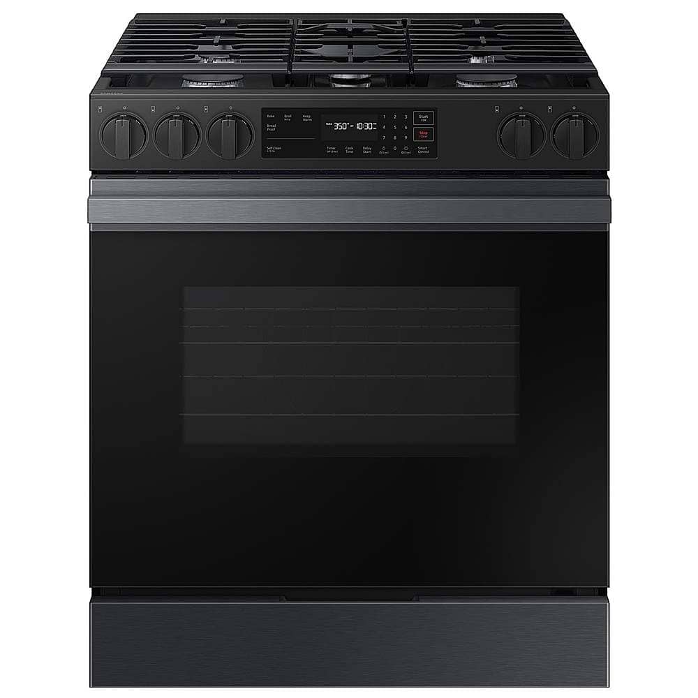 Samsung - Bespoke 6.0 Cu. Ft. Slide-In Gas Range with Precision Knobs - Matte Black Steel product image