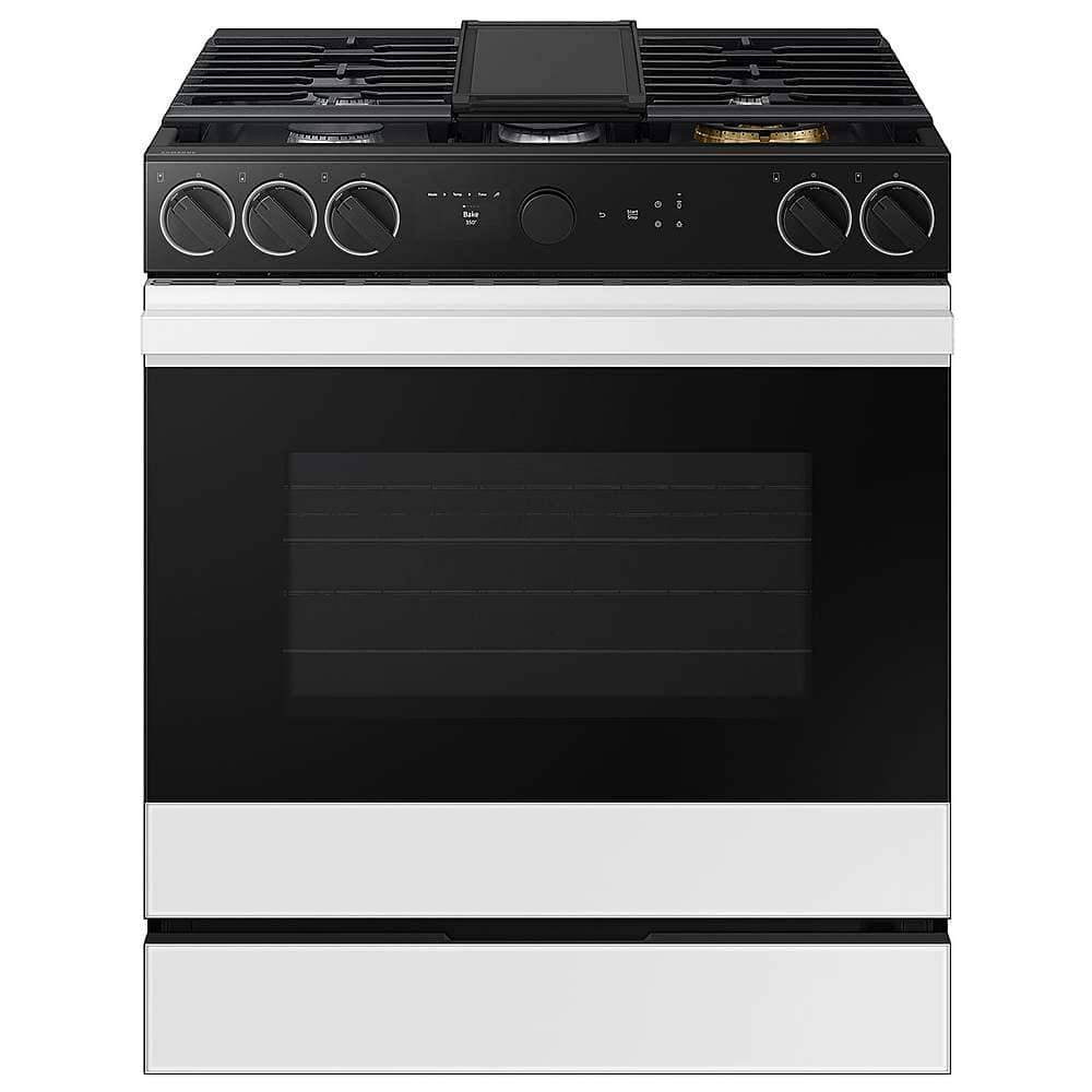 Samsung - Bespoke 6.0 Cu. Ft. Slide-In Gas Range with Smart Oven Camera - White Glass product image