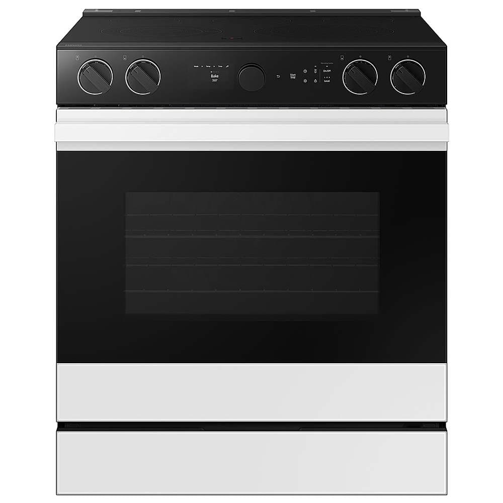 Samsung - Bespoke 6.3 Cu. Ft. Slide-In Electric Range with Smart Oven Camera - White Glass product image