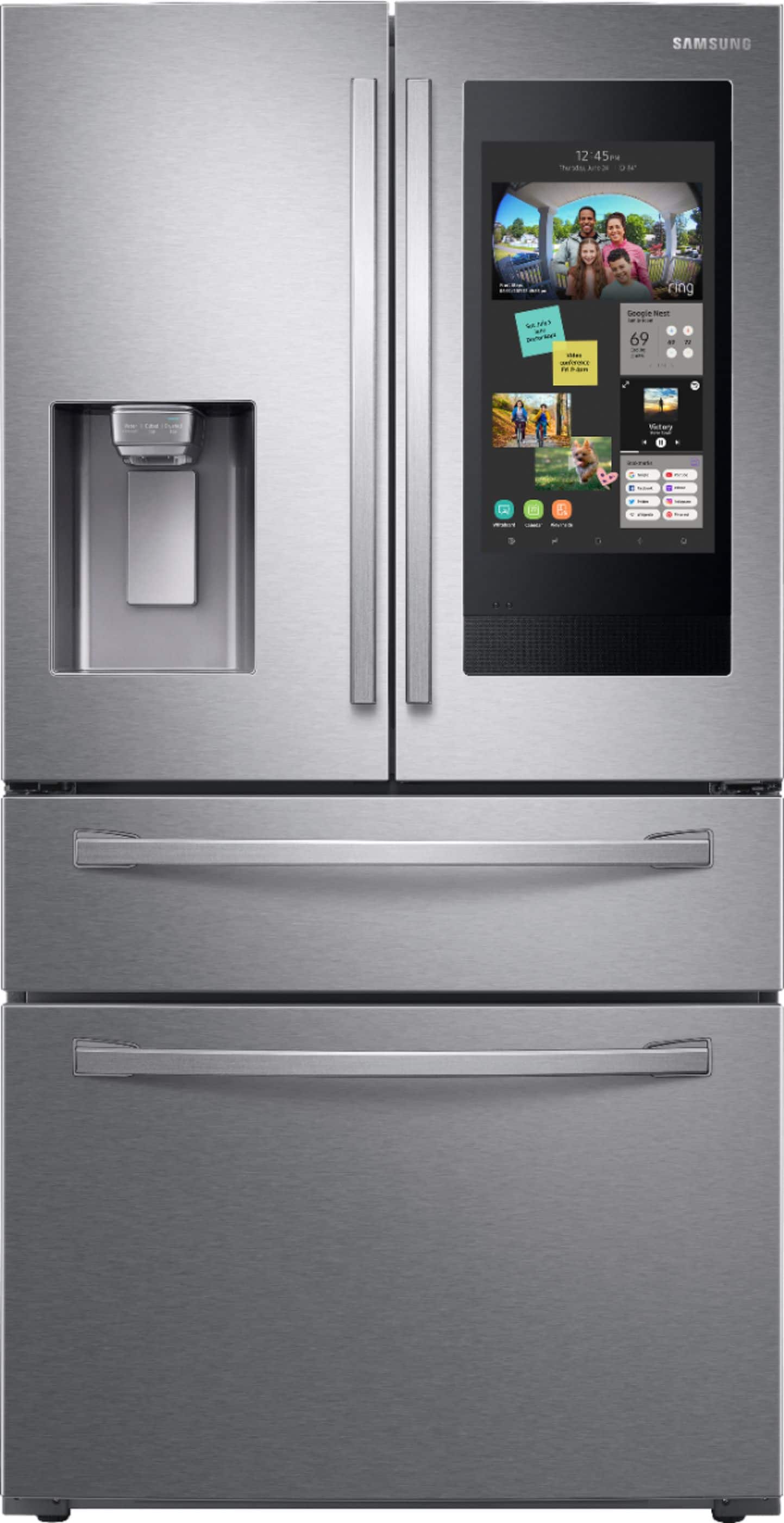 Samsung - Family Hub 22.2 Cu. Ft. 4-Door French Door Counter-Depth Fingerprint Resistant Refrigerator - Stainless Steel prod…