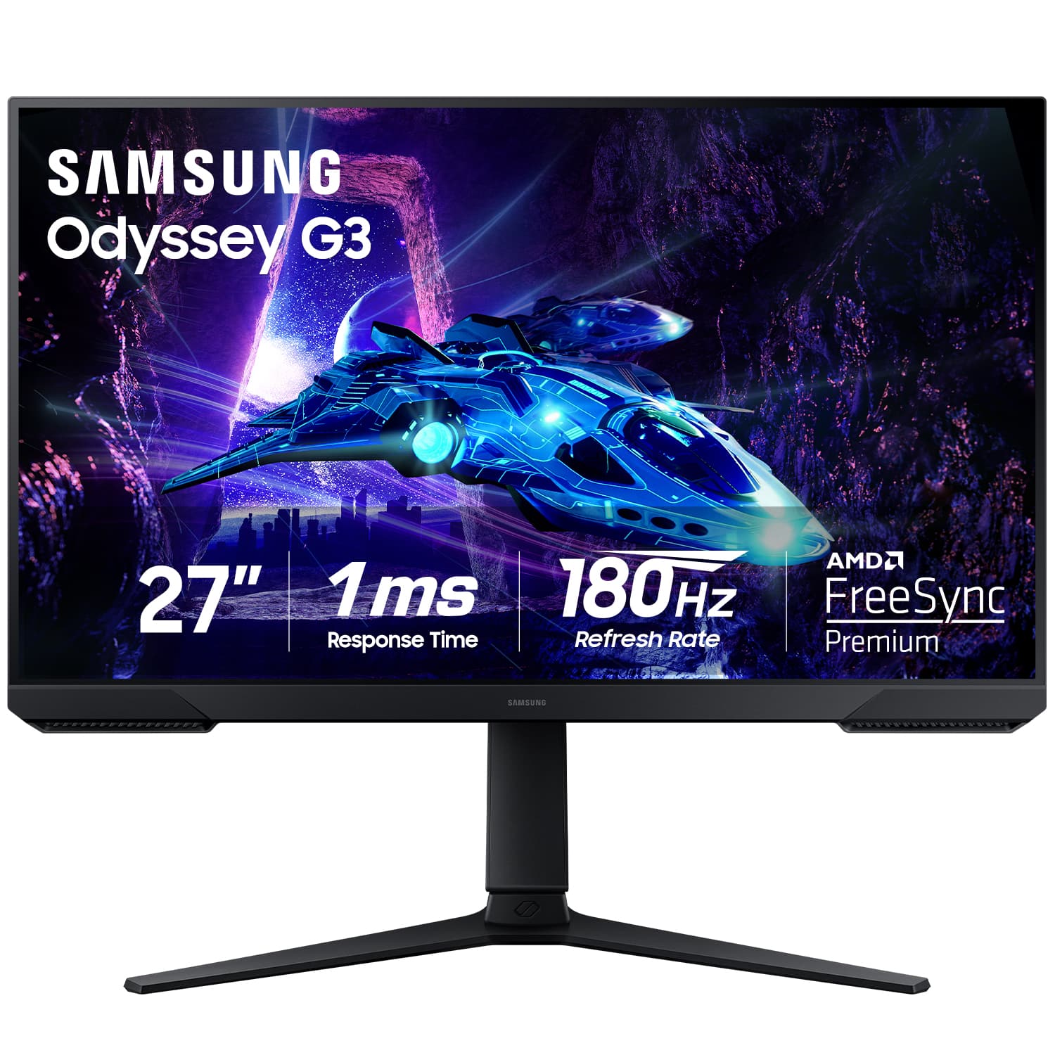 Samsung - Odyssey G30D 27" LED FHD AMD FreeSync Premium 180Hz 1ms Gaming Monitor (DisplayPort, HDMI) - Black product image