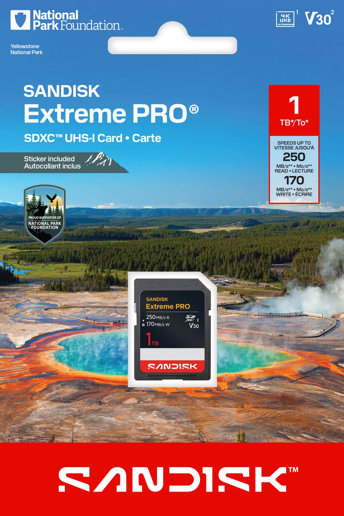 SANDISK - 1TB Extreme PRO SDXC UHS-I Memory Card: National Park Foundation Edition, R/W up to 250/170MB/s product image