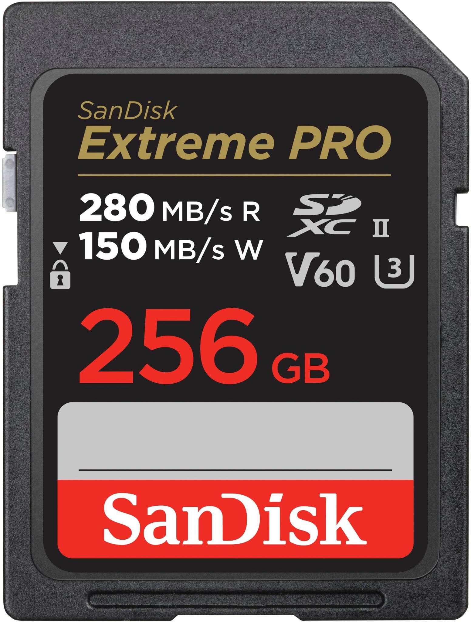 SANDISK - 256GB Extreme PRO SDXC UHS-II V60 Memory Card, R/W up to 280/150MB/s product image