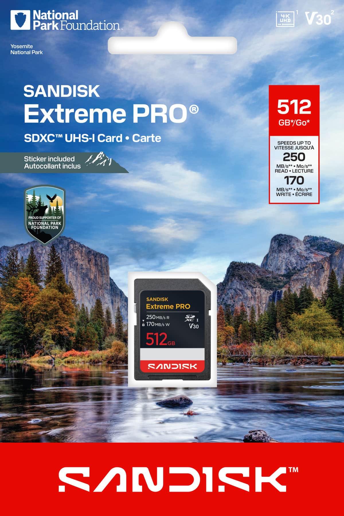 SANDISK - 512GB Extreme PRO SDXC UHS-I Memory Card: National Park Foundation Edition, R/W up to 250/170MB/s product image