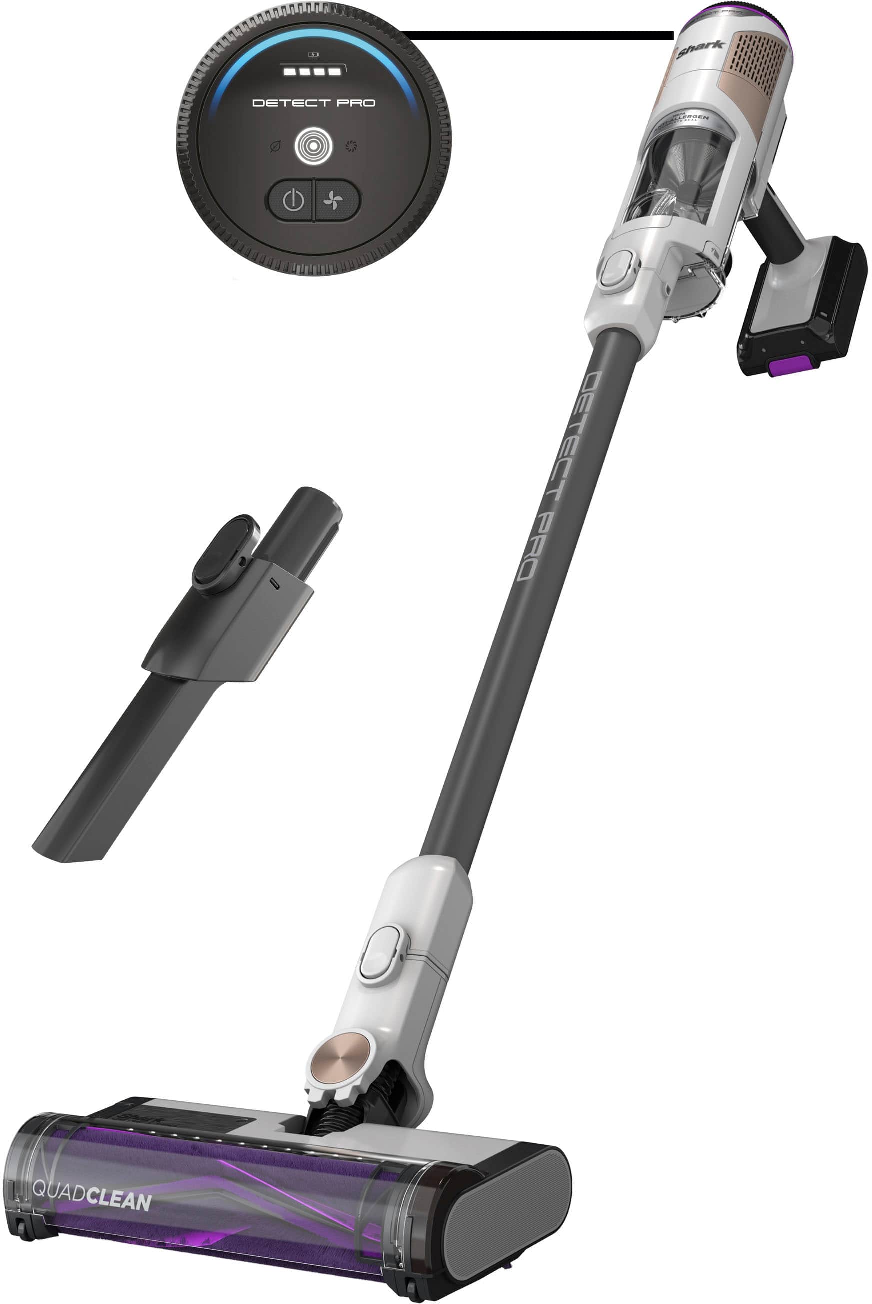 Shark - Detect Pro Cordless Stick Vacuum, QuadClean Multi-Surface Brushroll, HEPA Filter, Detect Technology - White/Beats Br…