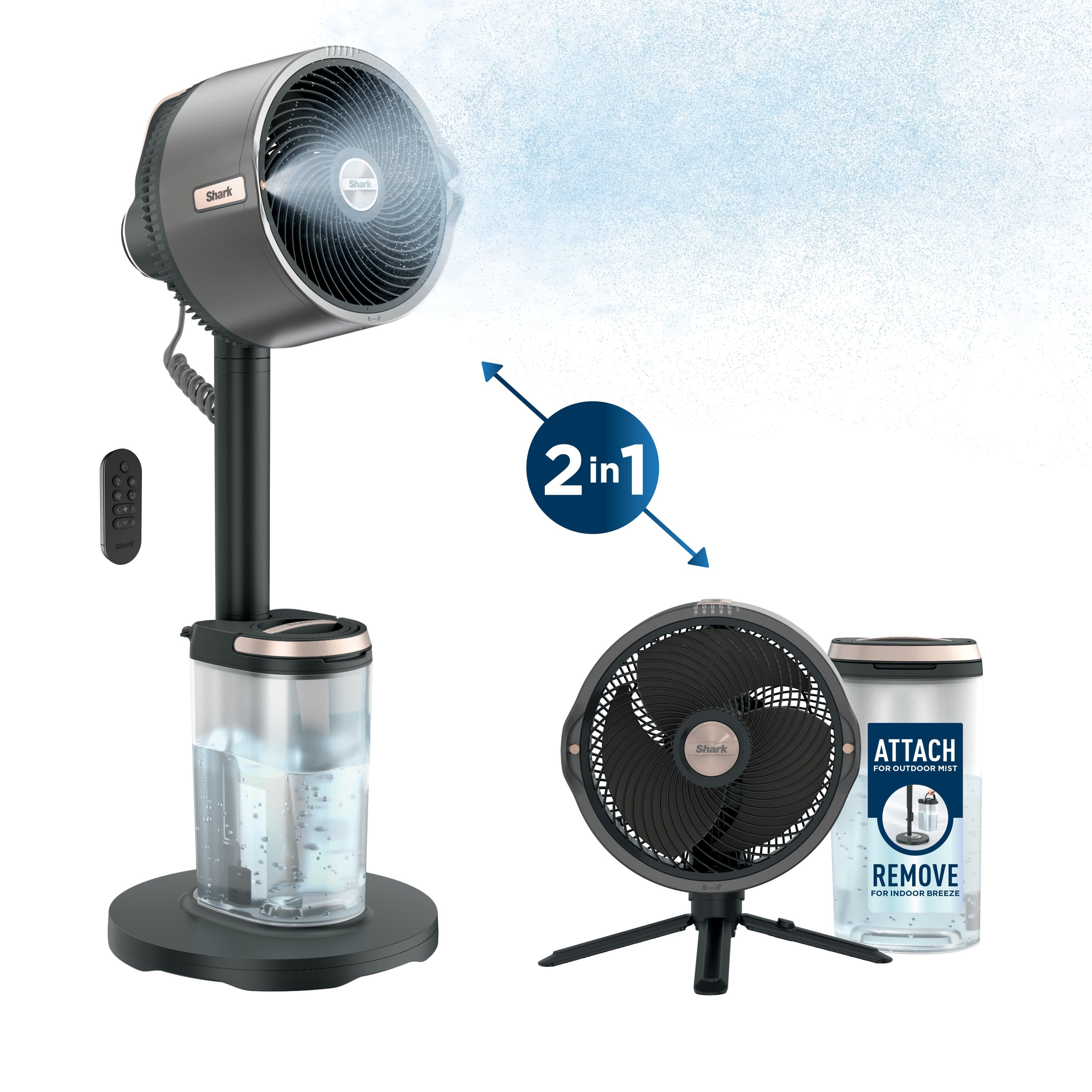 Shark - FlexBreeze Pro Mist - Indoor & Outdoor Fan with Misting System, Corded or Cordless - Charcoal Grey product image