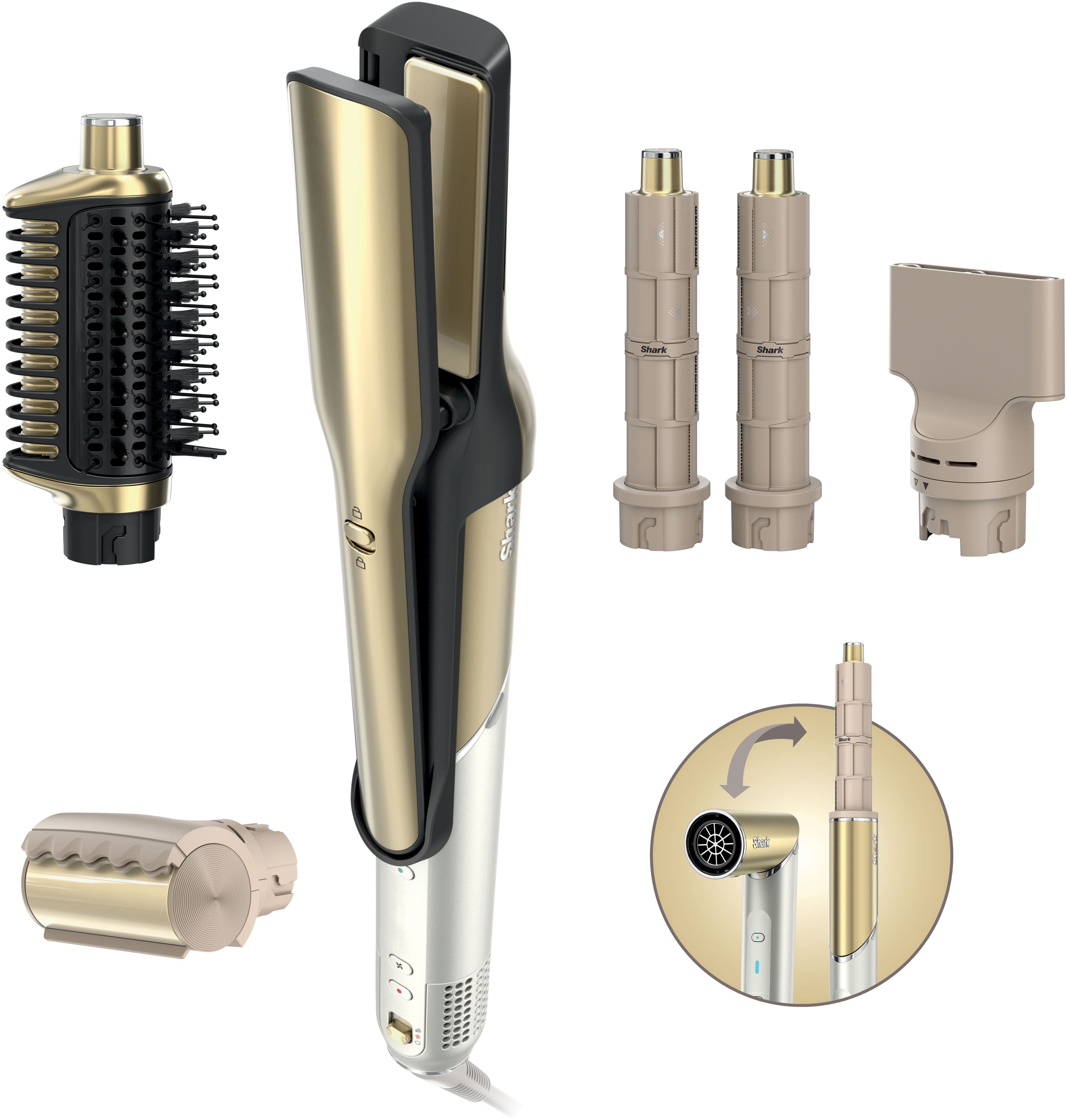 Shark - Glam™ Ceramic & Powerful Air Styling & Hair Dryer System, for curling, air straightening & glossing + FrizzFighter -…