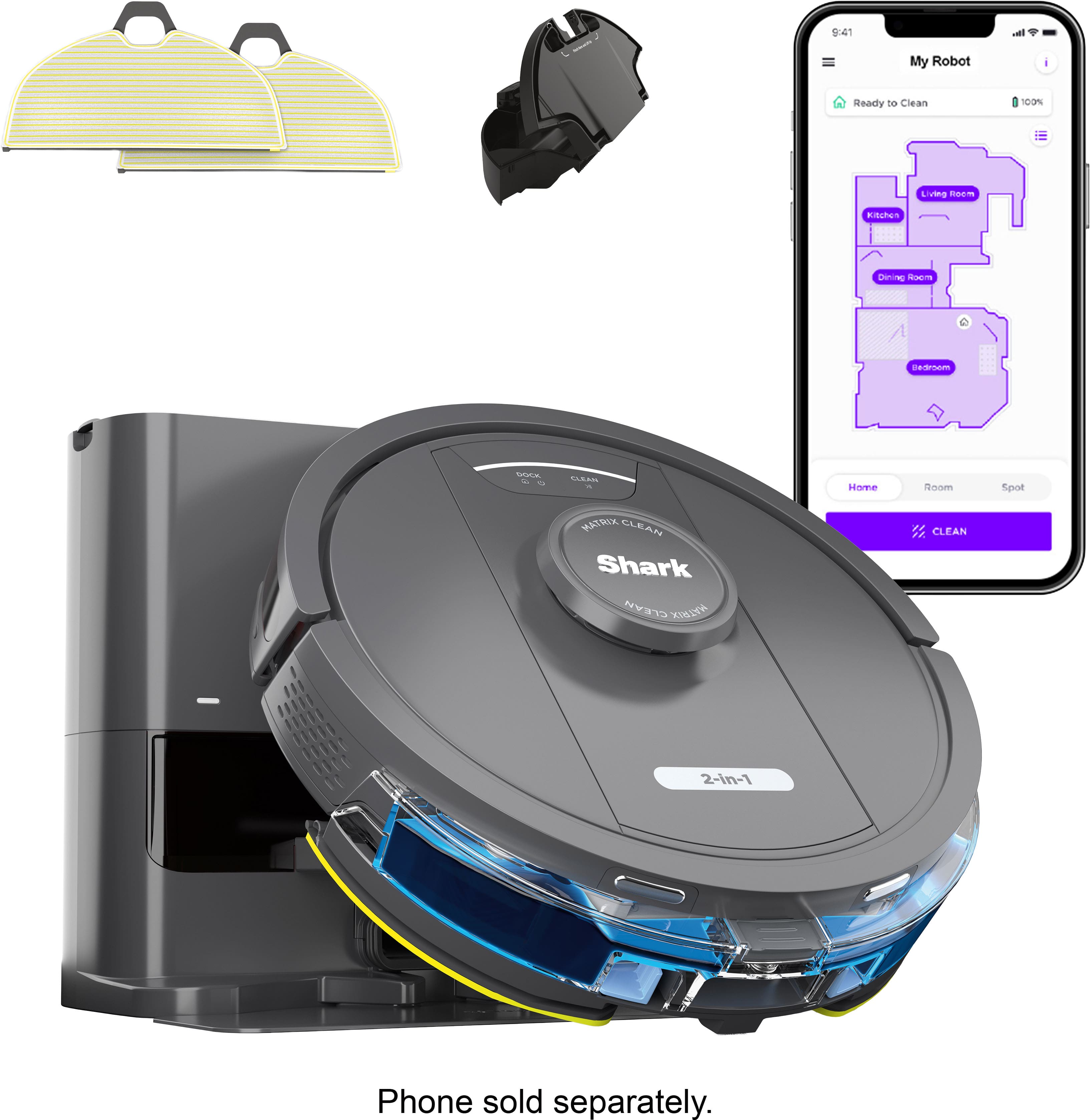 Shark - Matrix 2-in-1 Robot Vacuum & Mop with Self-Emptying Bagless 30 Day Capacity Base - Black product image