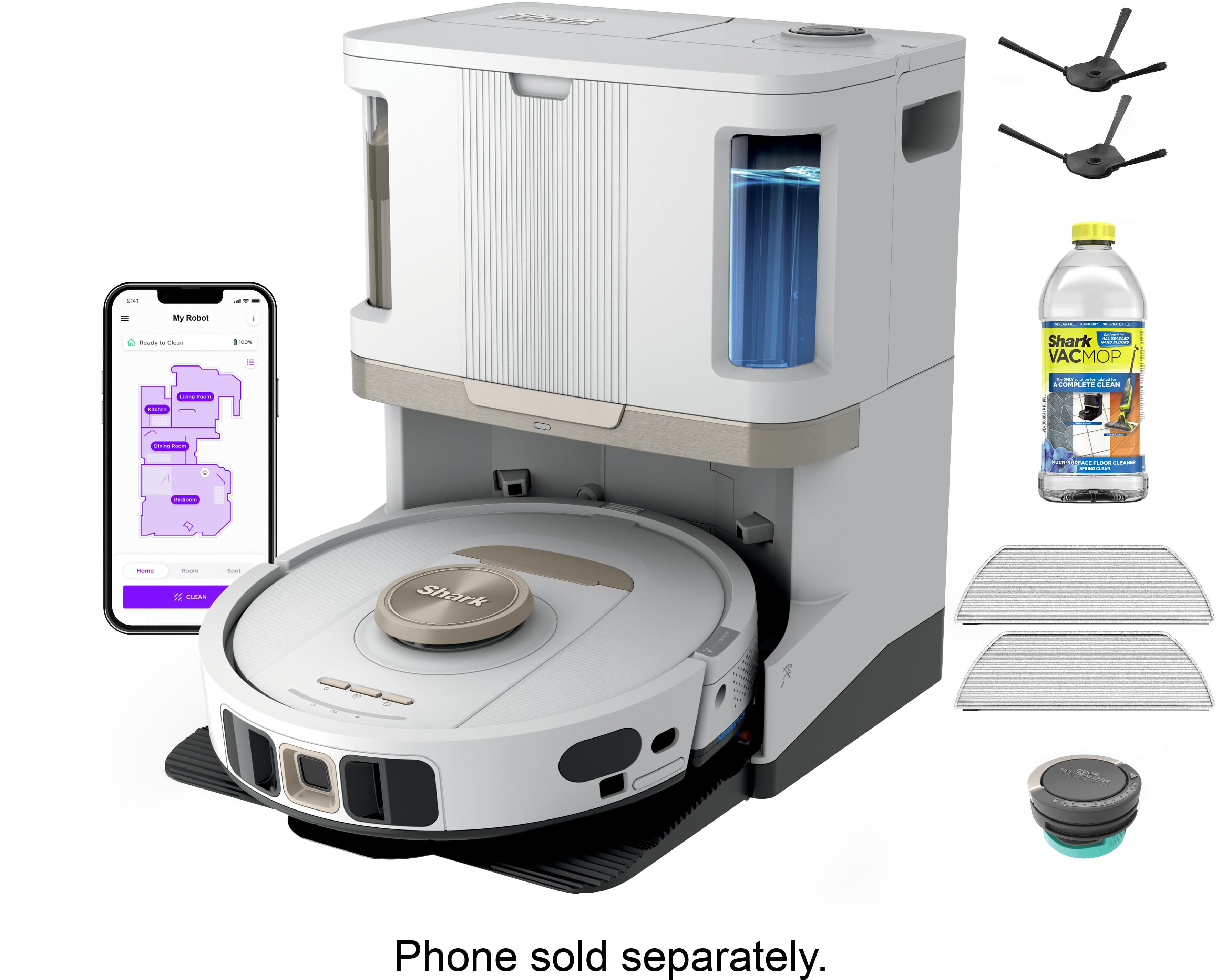 Shark - Stratos 2-in-1 Robot Vacuum & Mop With 25+ Hands-Free Features & NeverTouch Self-Cleaning Base - White product image