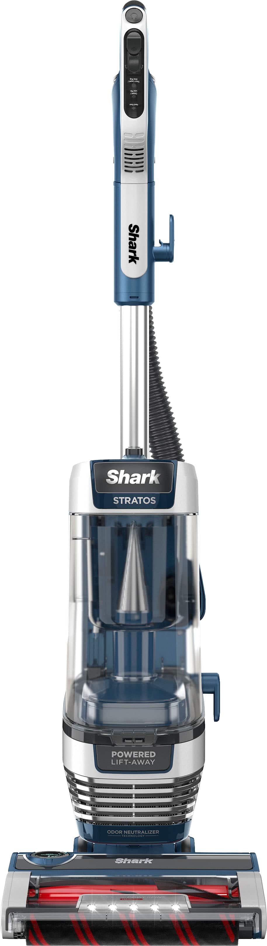 Shark - Stratos Upright Vacuum with DuoClean PowerFins HairPro, Self-Cleaning Brushroll, Odor Neutralizer Technology - Navy…