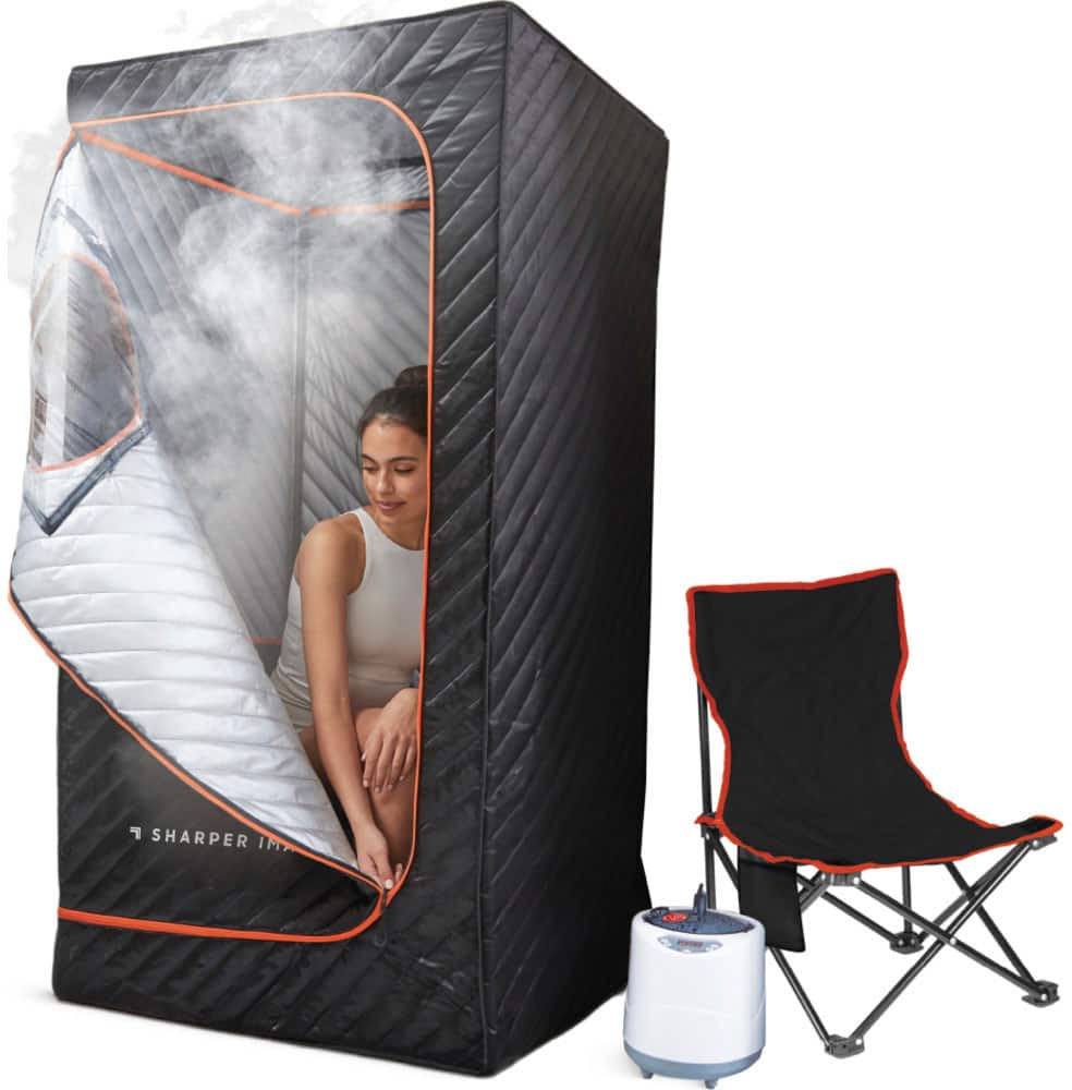 Sharper Image - Steamer Sauna Portable Spa, Includes 2.4L Steam Generator, Folding Chair, and Comprehensive Accessories - Bl…