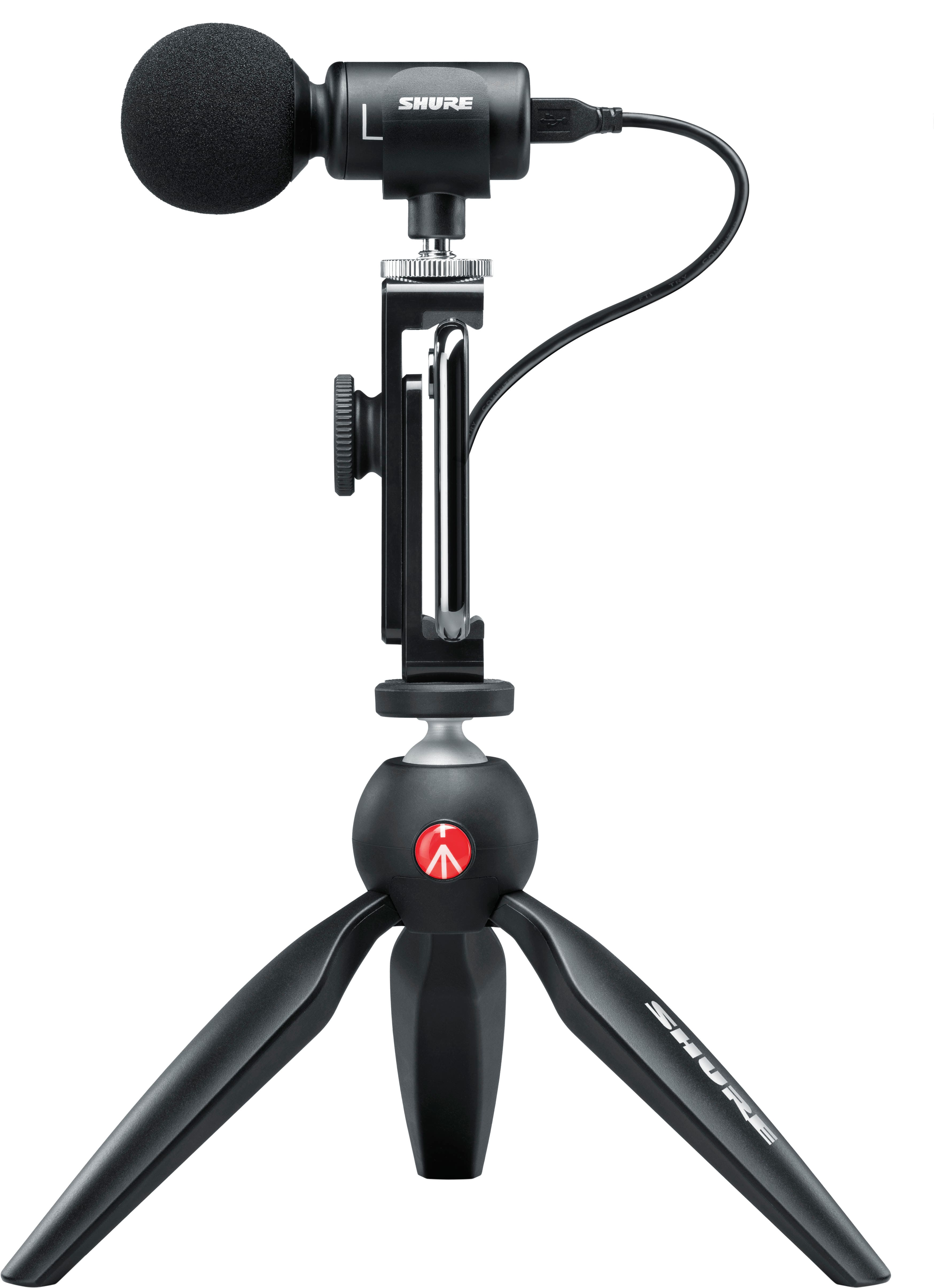 Shure - MV88+ Mobile Microphone Kit - iPhone & Android Mic for Remote Content Creation & Live Music Recording - Black produc…