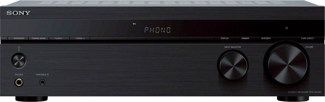 Sony - STRDH190- 2-Ch. Stereo Receiver with Bluetooth & Phono Input for Turntables - Black product image