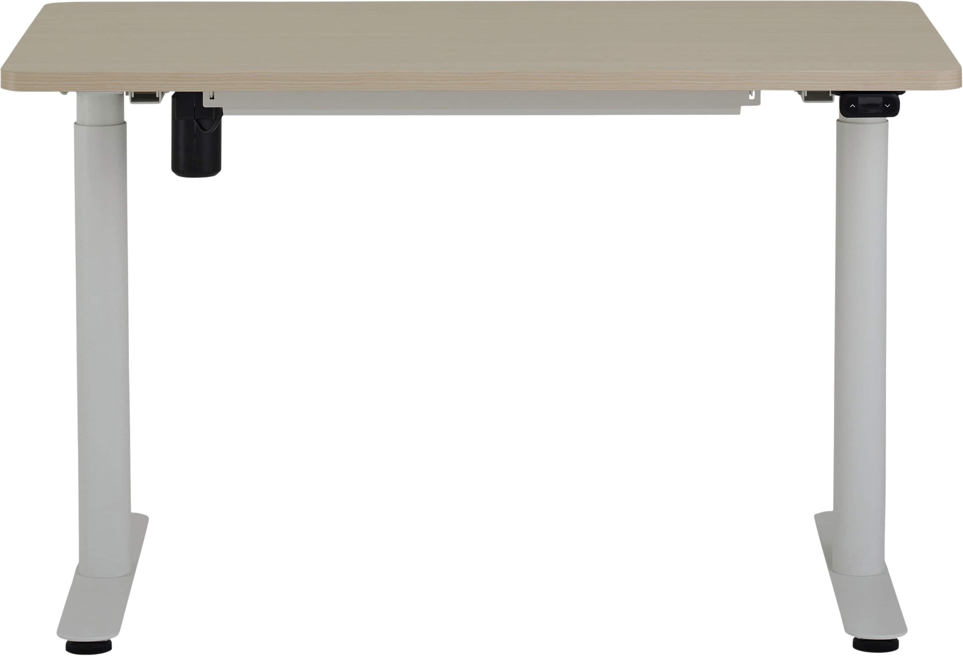 Steelcase - AMQ Sit-to-Stand Desk - White Base Light Oak Top product image
