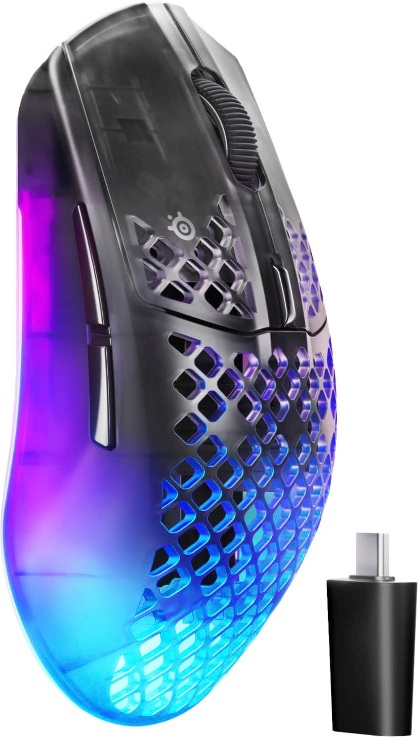 SteelSeries - Aerox 3 Wireless Gen 2 RGB 26K Optical Gaming Mouse with AquaBarrier Protection - Dual 2.4GHz/Bluetooth for PC…