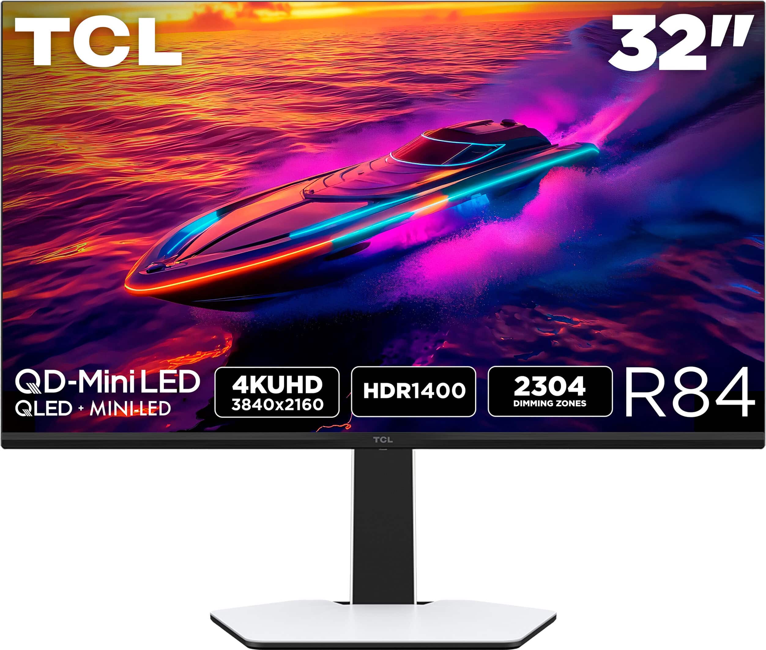 TCL - 32" R84 Series 4K UHD HDR QD-Mini LED Gaming Monitor - Black and White product image