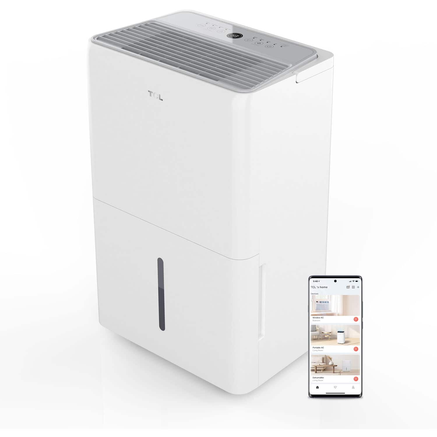TCL - 4,500 Sq. Ft. 50 Pint Smart Dehumidifier - White product image