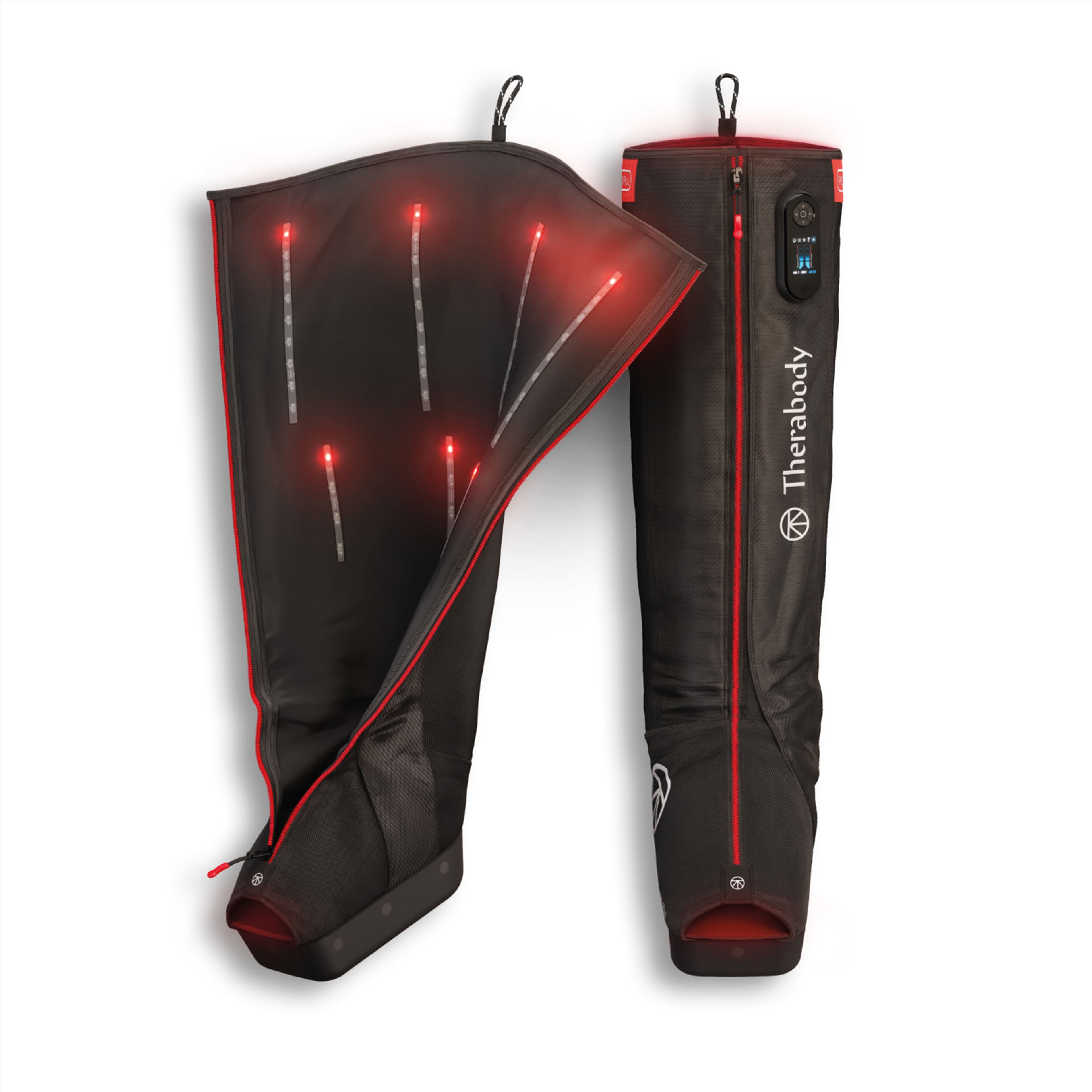 Therabody - JetBoots PRO Plus - Wireless Compression Boots With Vibration & Infrared LED Light - Regular - Black product ima…