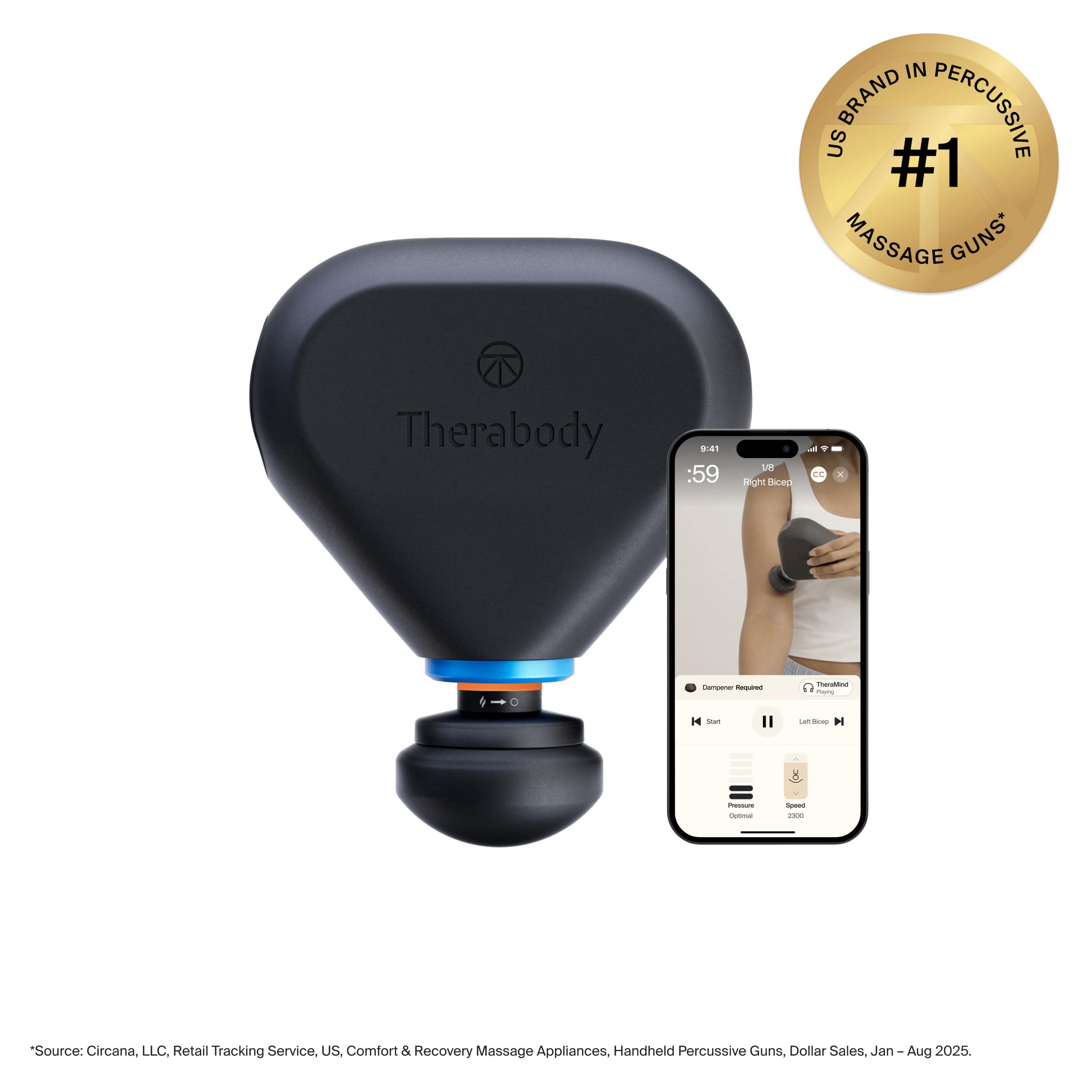 Therabody - Theragun Mini Plus - Heated, Travel-Sized Massage For Faster Recovery On-The-Go - Black product image