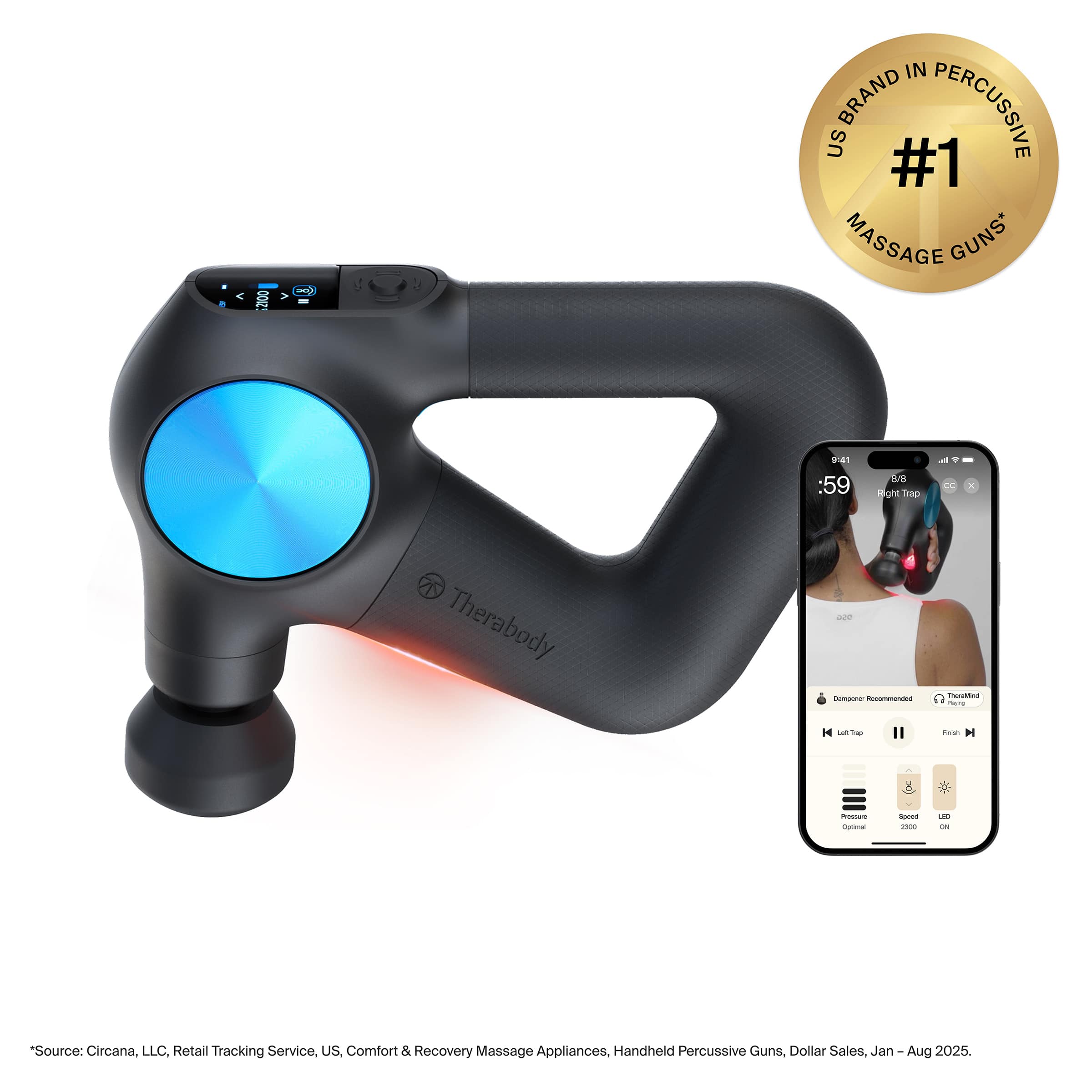 Therabody - Theragun PRO Plus - Advanced Multi-Therapy Device With Massage, LED, Heat & Vibration For Optimal Performance -…