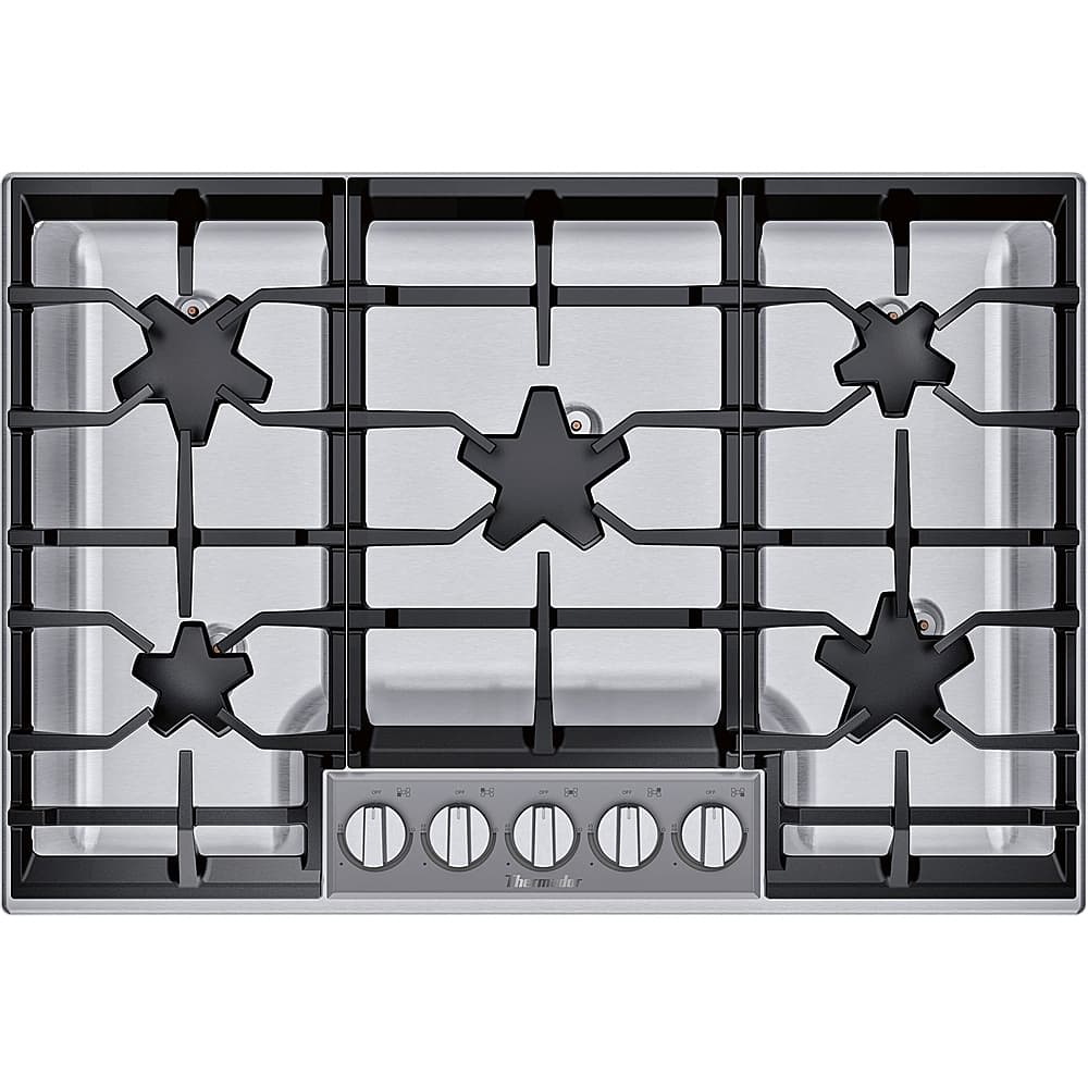 Thermador - Masterpiece 30" Built-In Gas Cooktop with 5 Pedestal Star Burners and ExtraLow Select and LP Conversion - Stainl…