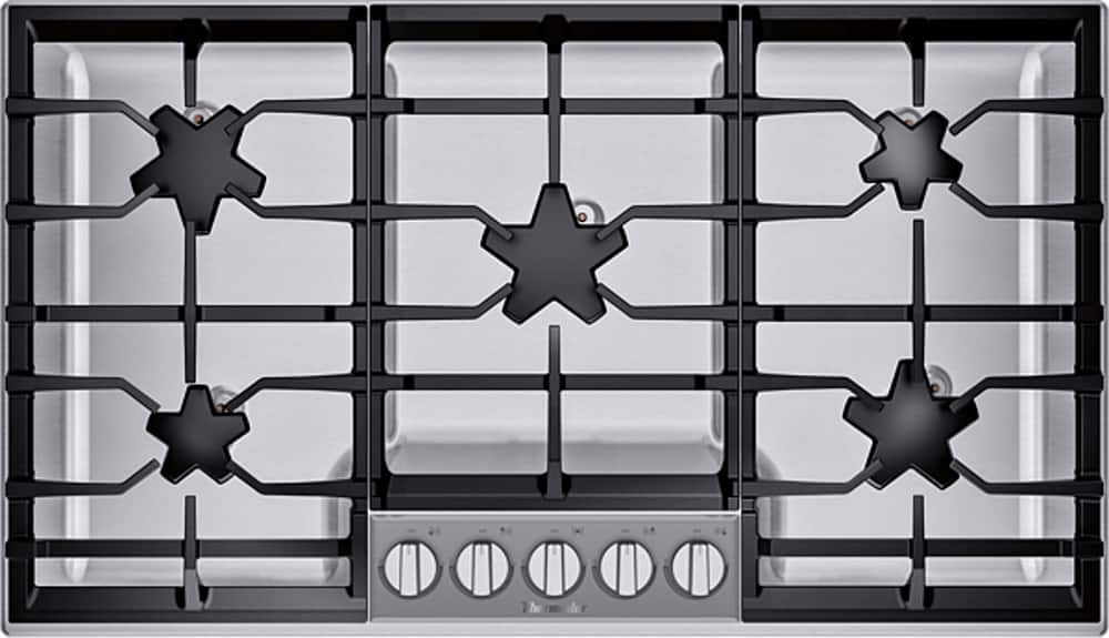 Thermador - Masterpiece 36" Built-In Gas Cooktop with 5 Pedestal Star Burners and ExtraLow Slect and LP Conversion - Stainle…