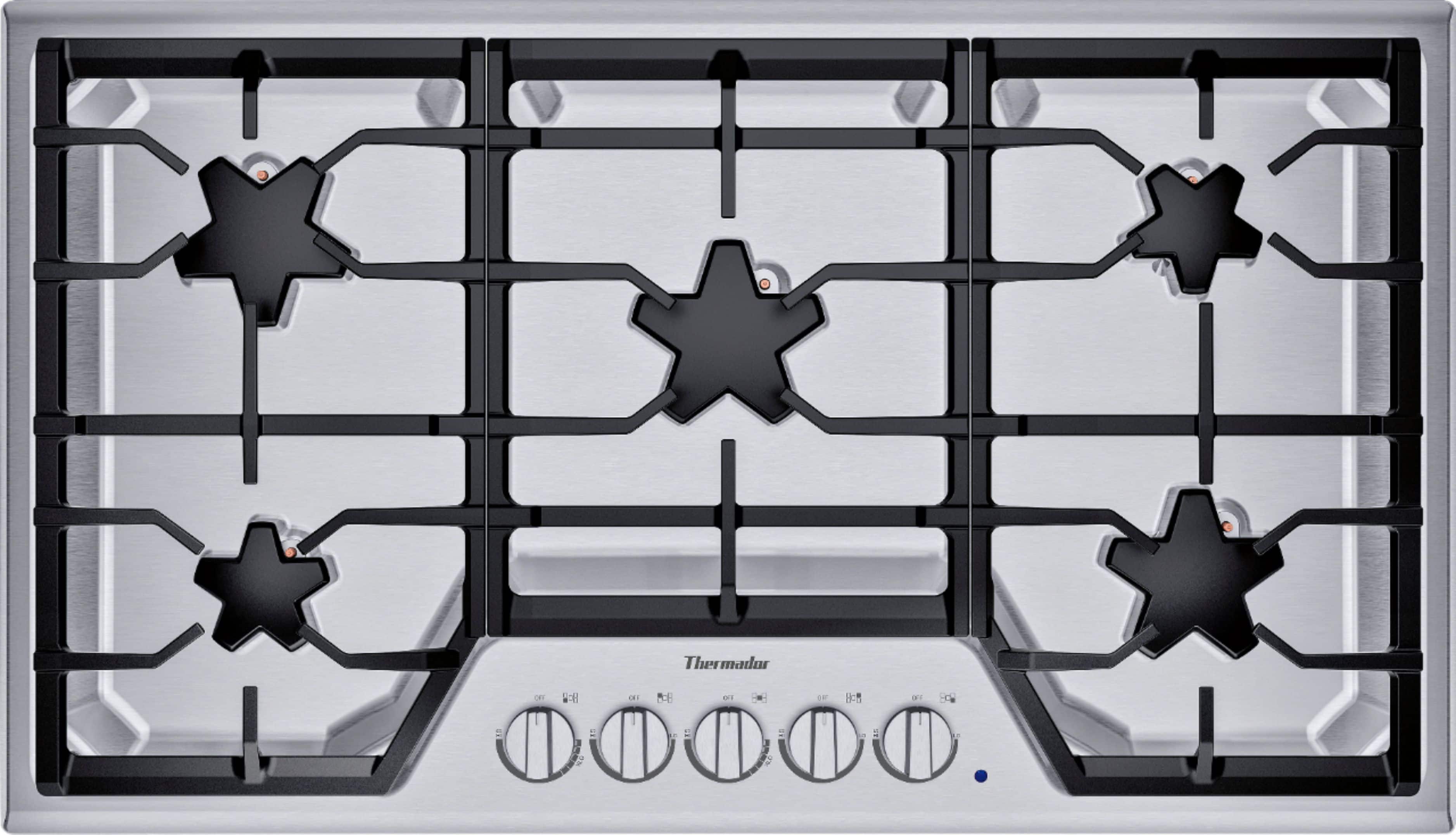 Thermador - Masterpiece 36" Built-In Gas Cooktop with 5 Star Burners and ExtraLow Select and LP Conversion - Stainless Steel…