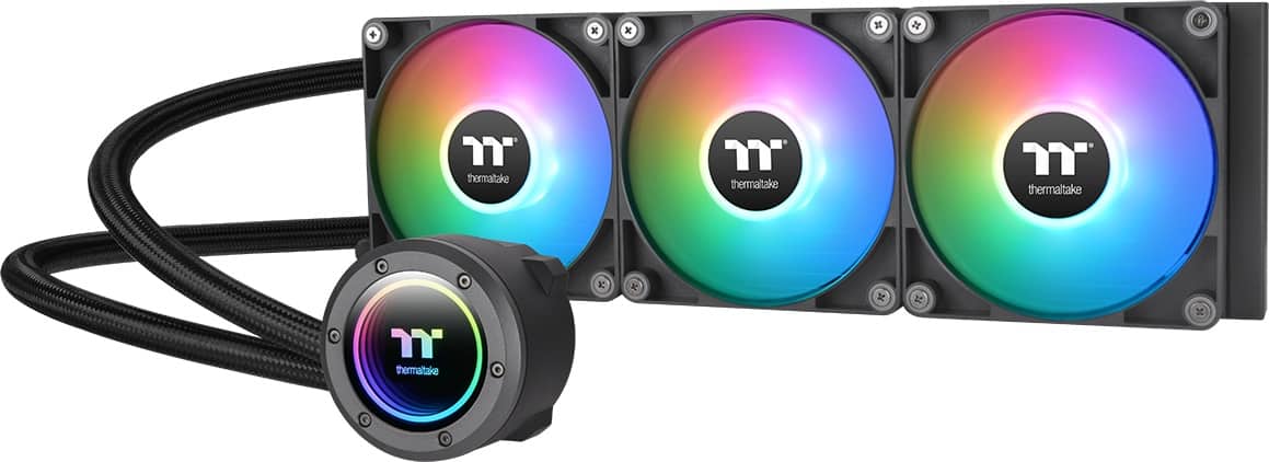 Thermaltake - TH360 V2 ARGB Sync 360mm AIO Liquid Cooler (3x 120mm ARGB PWM Fans) with Mirror Rotating Cap Design - Black pr…